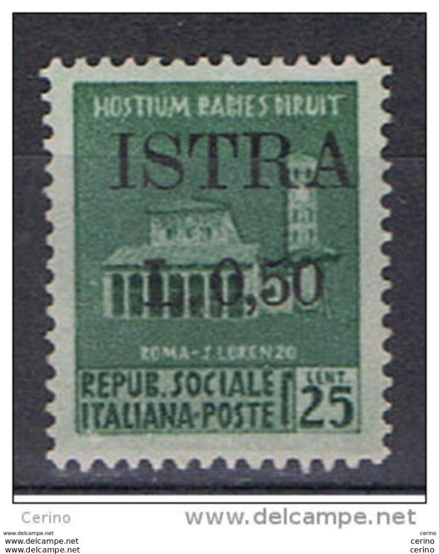 ISTRIA - OCCUPAZIONE  JUGOSLAVA:  1945  SOPRASTAMPATO  -  50 C./ 25 C. VERDE  SMERALDO  S.G. -  SASS. 23 - Occup. Iugoslava: Istria