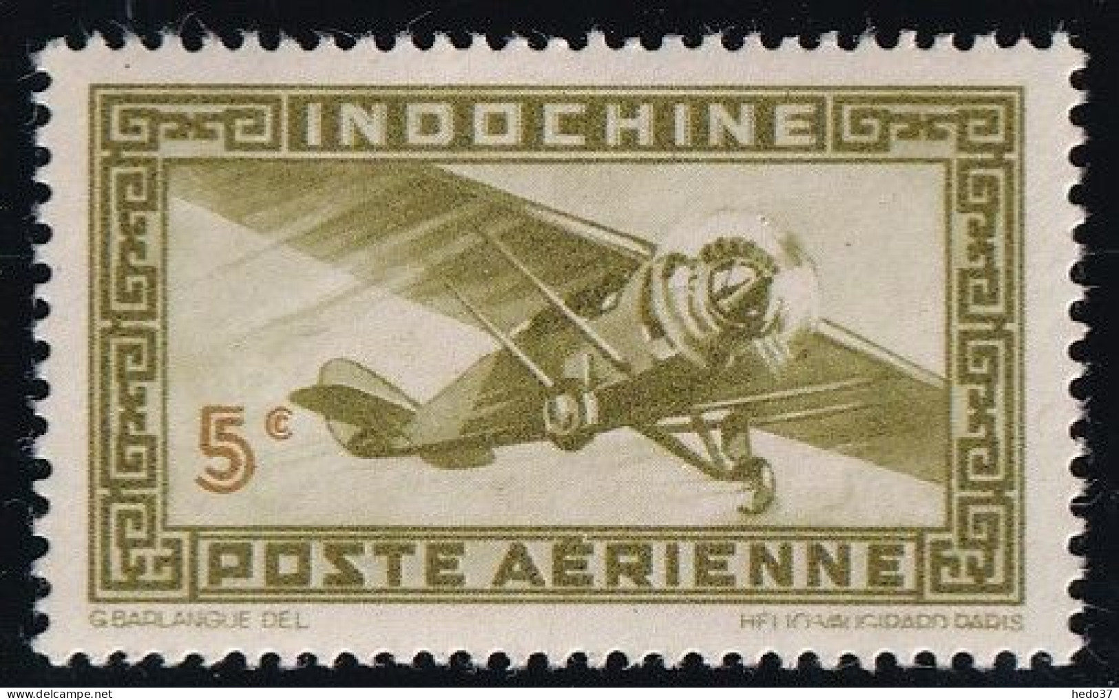 Indochine Poste Aérienne N°24 - Variété Faciale En Brun - Timbre Bicolore - Neuf ** Sans Charnière - TB - Luftpost