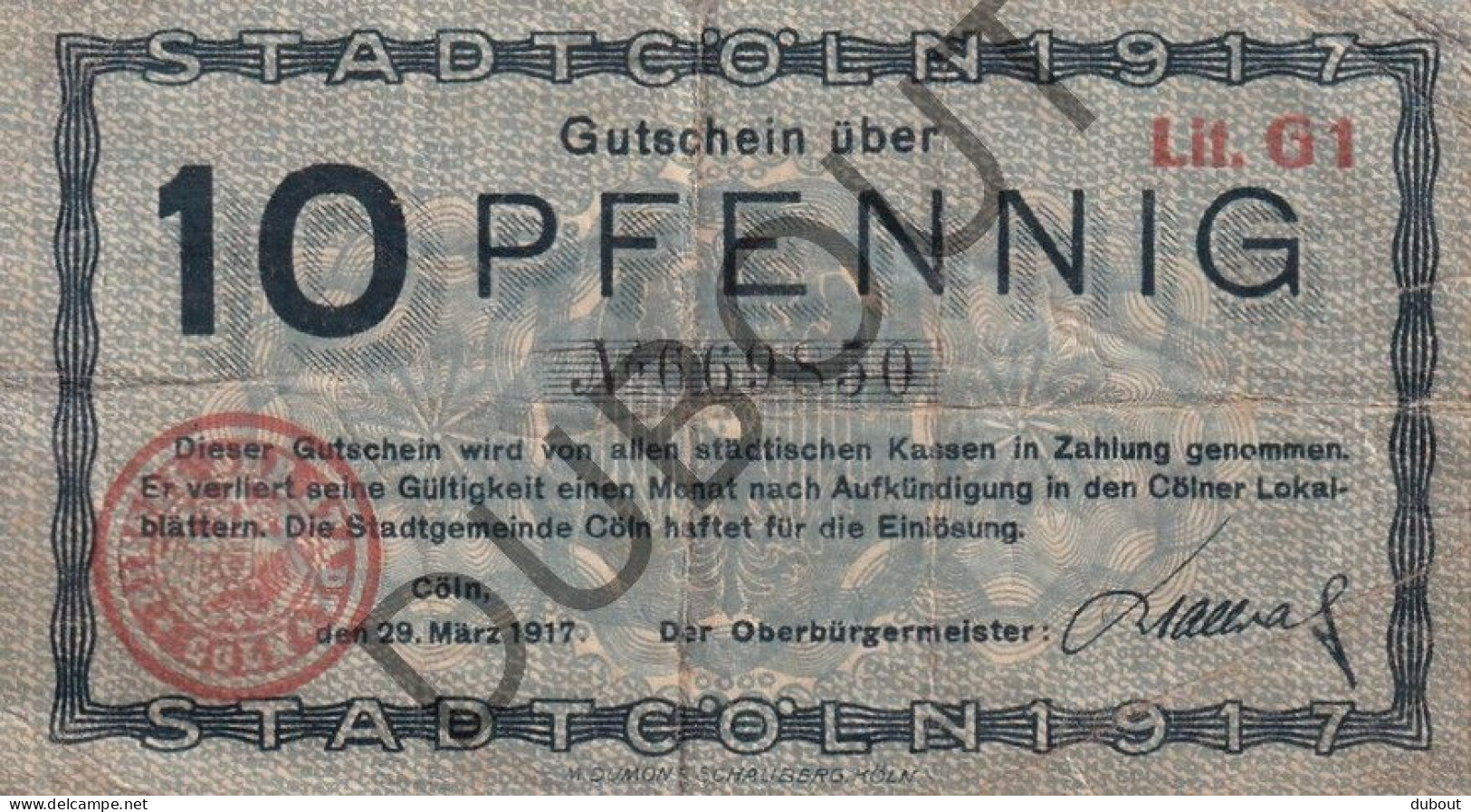 Coln/Keulen - Noodgeld/Argent De Nécessité/Notgeld - WOI (C4387) - Sonstige & Ohne Zuordnung