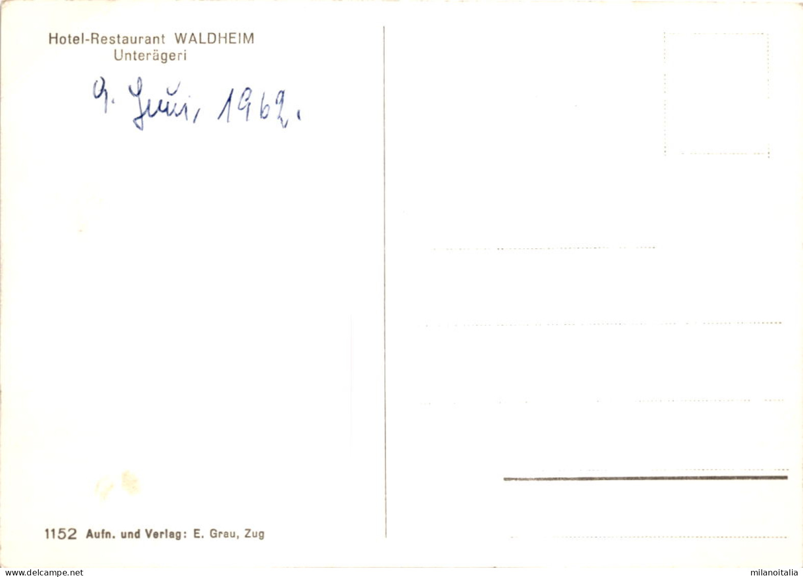 Hotel-Restaurant Waldheim - Unterägeri (1152) * 9. 6. 1962 - Unterägeri