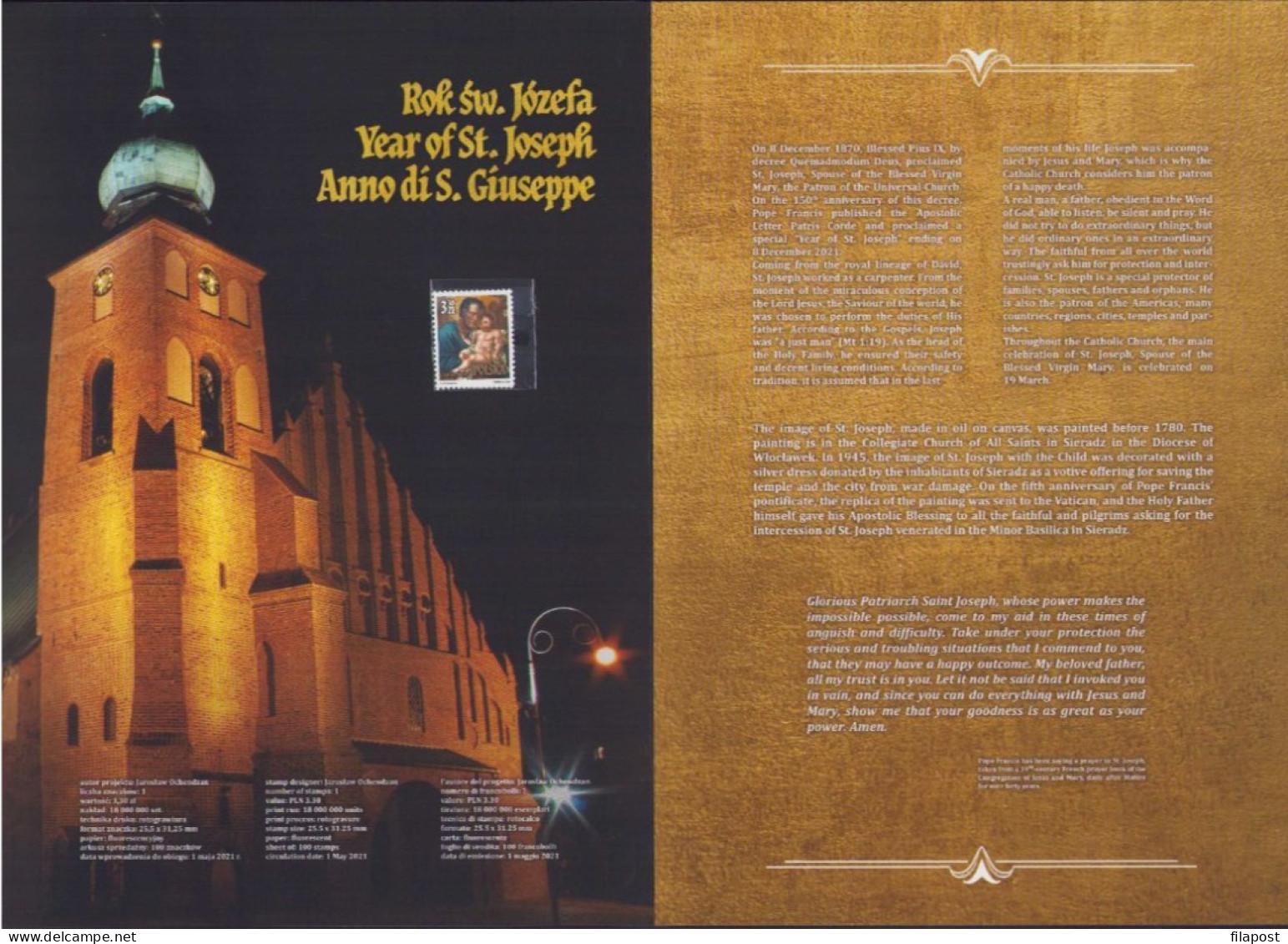 Poland 2021 Booklet -  Year Of Saint Joseph, Church, Architecture / +stamp MNH** - Libretti