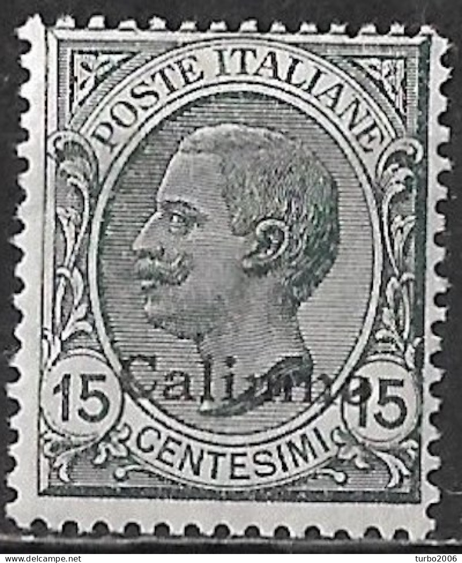 DODECANESE 1921 Black Overprint CALIMNO On 15 Ct. Black Vl. 10 MH - Dodécanèse