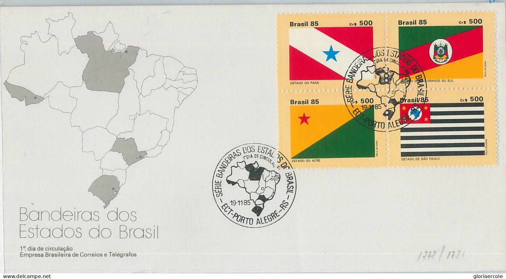 75776 - BRAZIL  - Postal History - FDC COVER  1985 Flags MAPS - Briefe