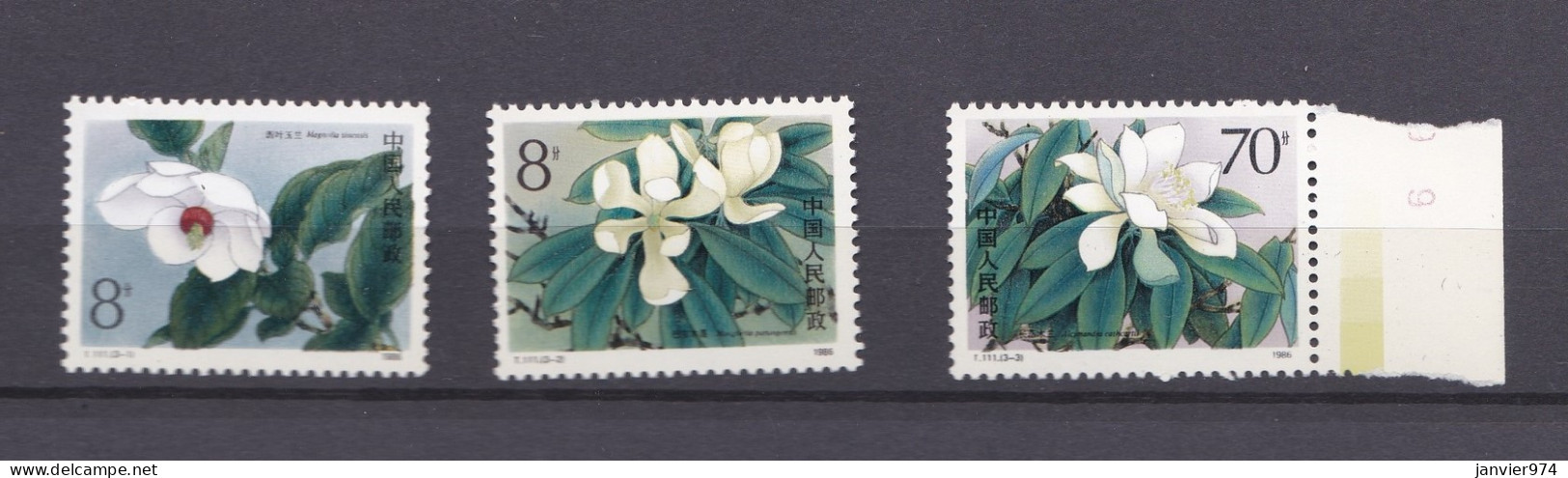 Chine 1986, Fleur , Magnolia, La Serie Complète 2086 à 2088, 3 Timbres Neufs , Voir Scan Recto Verso - Nuovi