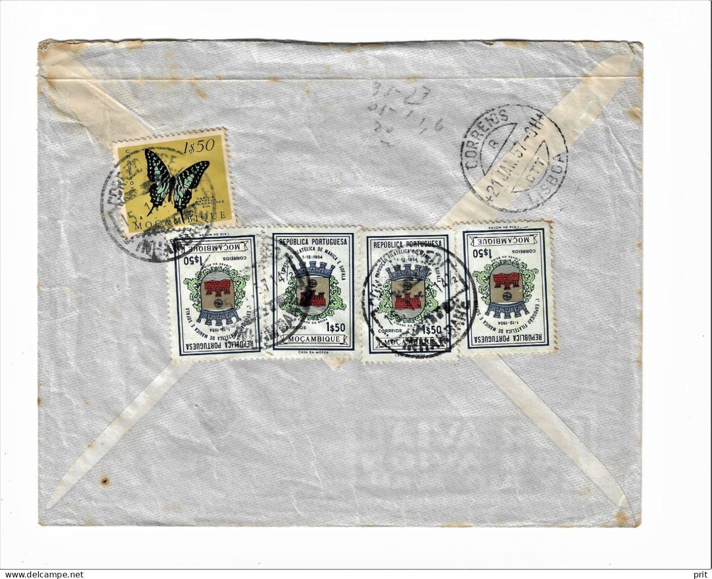 Registered Airmail Cover From Inhambane Portuguese Mozambique To Lisbon Portugal 1957 Nice Stamps Backside - Inhambane