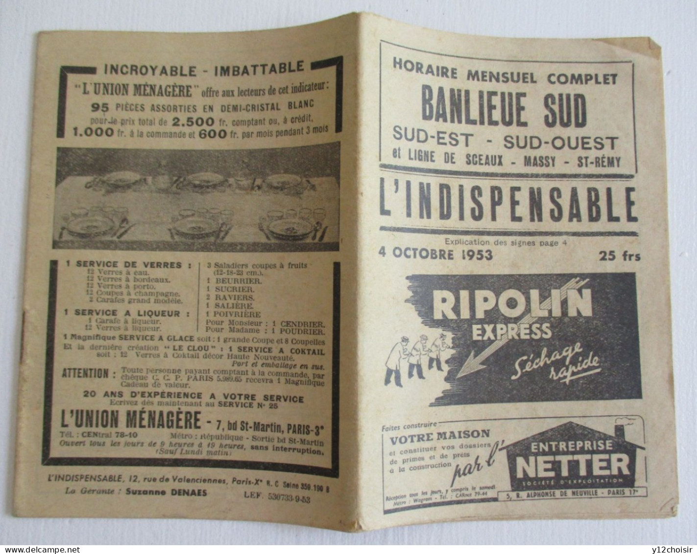 CARNET HORAIRE 1953 CHEMINS DE FER BANLIEUE SUD MELUN FONTAINEBLEAU MORET MONTEREAU ET SCEAUX MASSY SAINT REMY - Europa
