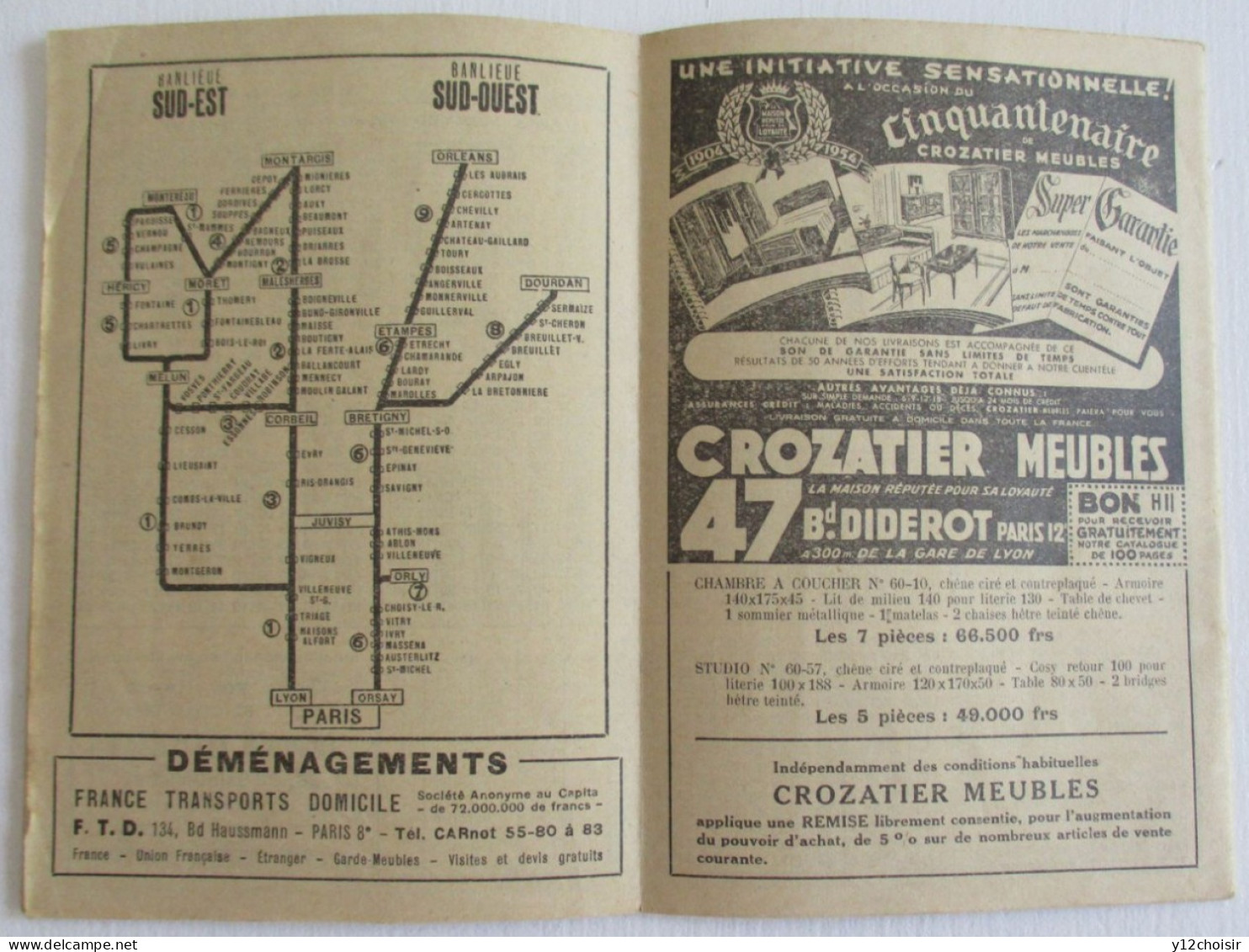 CARNET HORAIRE 1953 CHEMINS DE FER BANLIEUE SUD MELUN FONTAINEBLEAU MORET MONTEREAU ET SCEAUX MASSY SAINT REMY - Europa