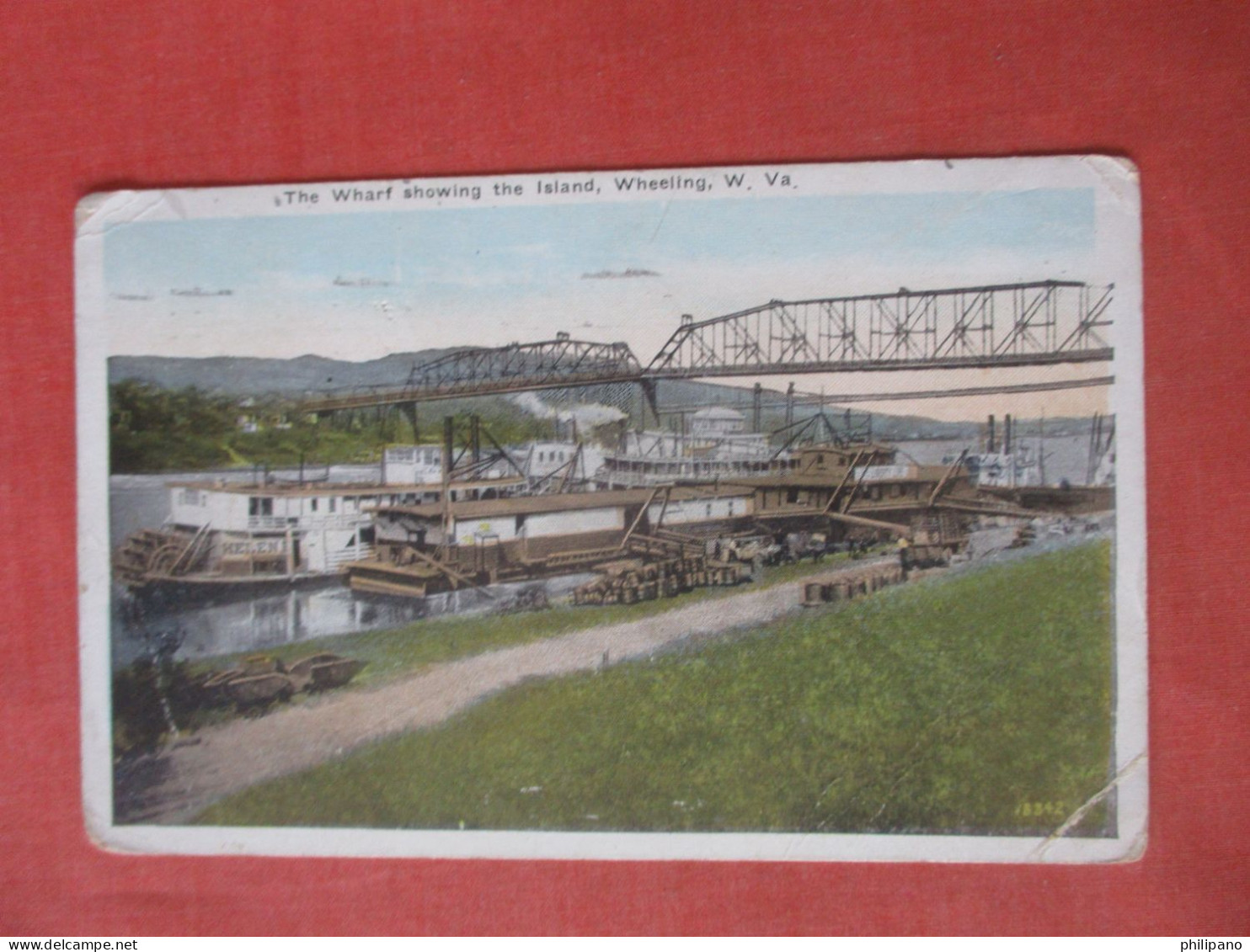 The Wharf Showing The Island.  Corner Crease.    Wheeling - West Virginia > Wheeling      Ref 6121 - Wheeling