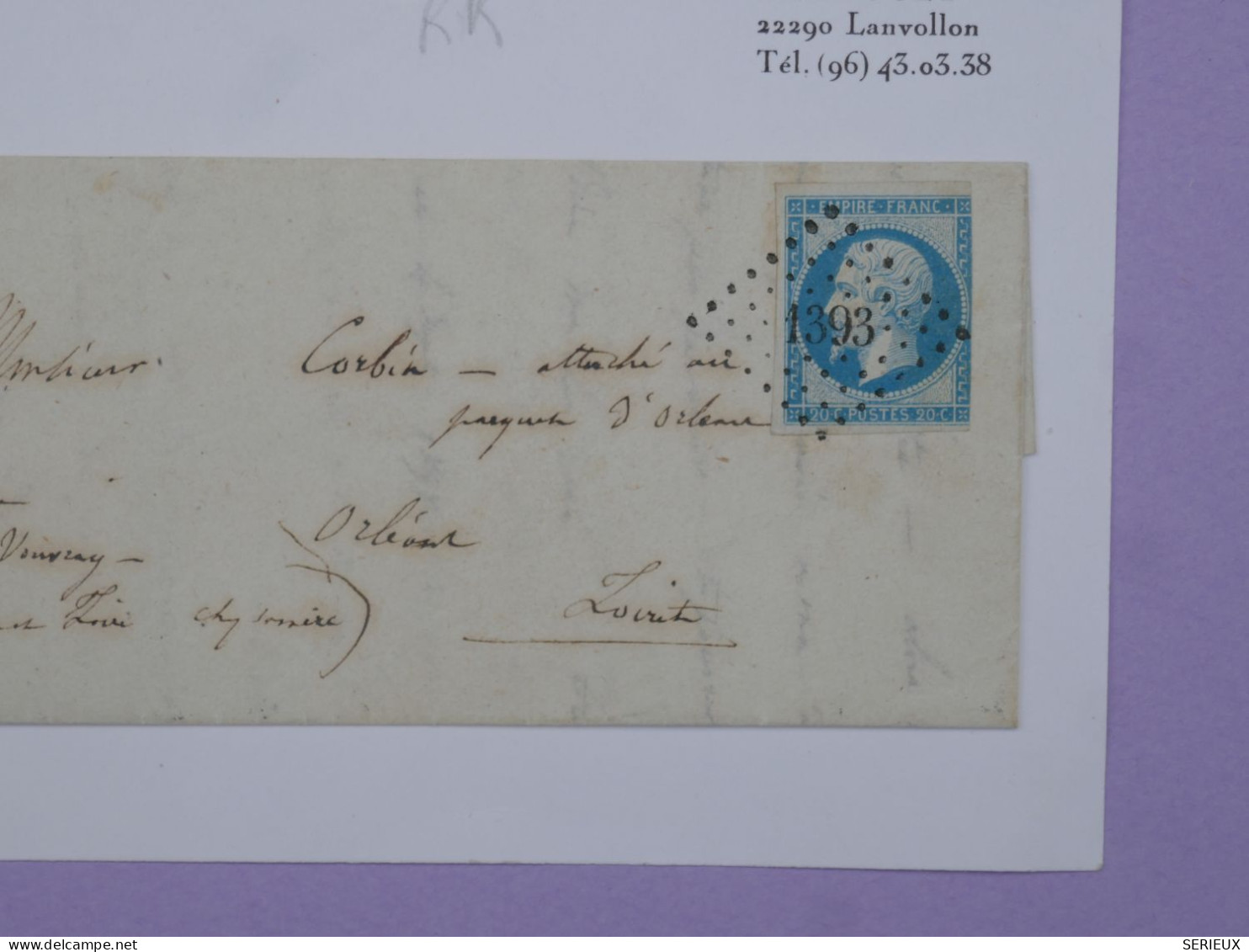 BU17  FRANCE  BELLE  LETTRE 1858  GIEN  A ORLEANS  +N°14+ AFF .PLAISANT++ - 1853-1860 Napoleon III