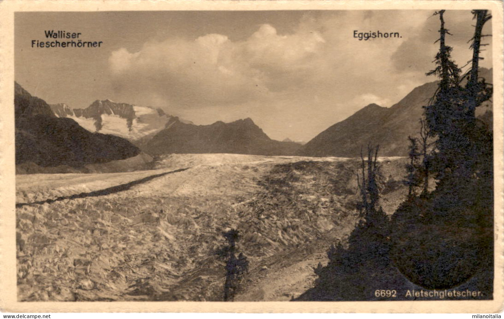Aletschgletscher (6692) * Poststempel Riederalp 16. 8. 1912 - Riederalp