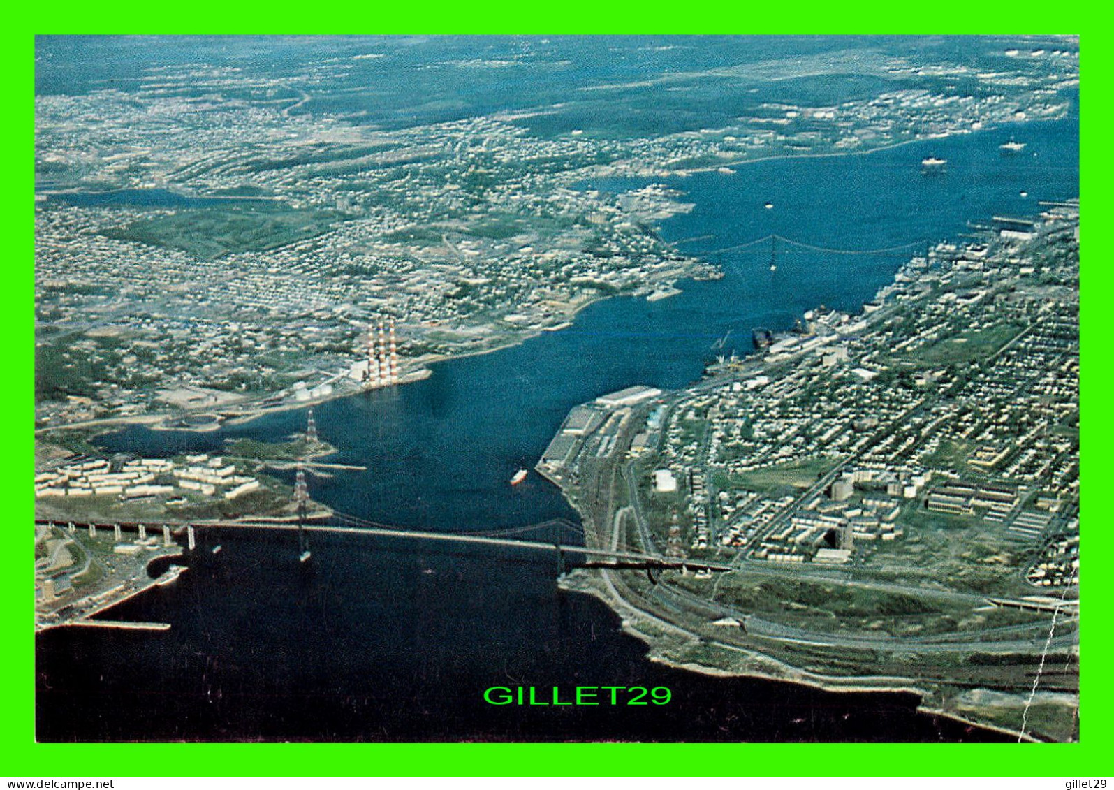 HALIFAX-DARTMOUTH, NOVA SCOTIA - AERIAL VIEW WITH THE A. MURRAY MACKAY BRIDGE - TRAVEL IN 1979 - LAWSON GRAPHICS 0 - Halifax