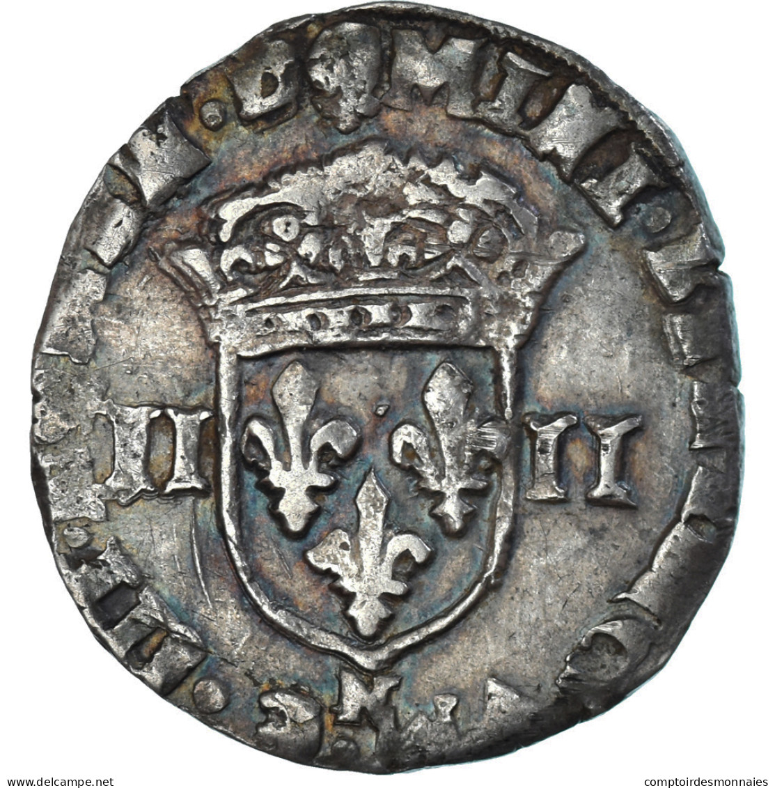 Monnaie, France, Henri IV, 1/4 Ecu, 1605, Montpellier, Très Rare, TB+, Argent - 1589-1610 Henry IV The Great