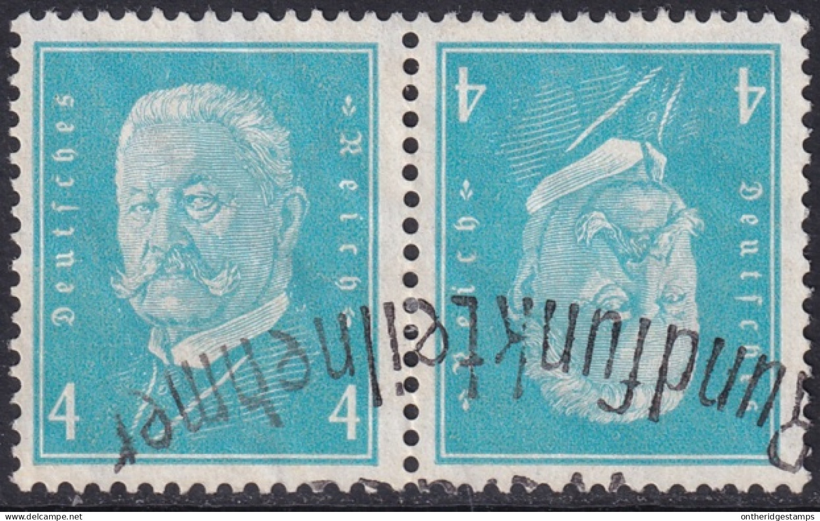 Germany 1932 Sc 367a Deutschland Mi K9 Tête-bêche Pair From Booklet Used - Libretti