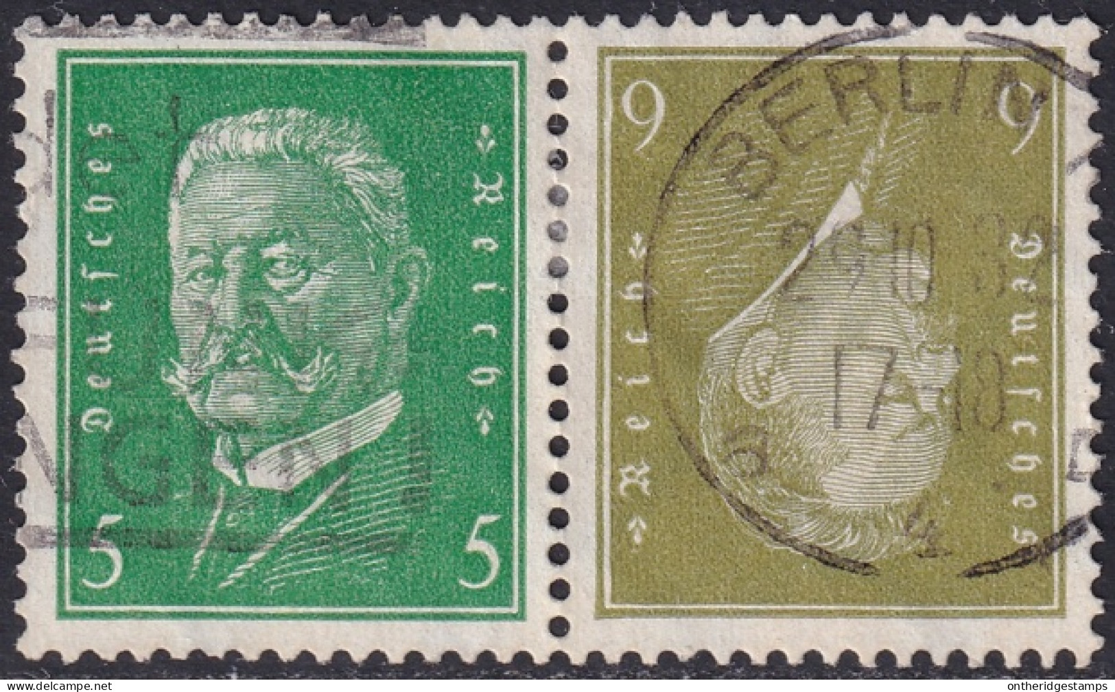 Germany 1928 Sc 368-9 Deutschland Mi W28 Se-tenant Pair From Booklet Used Berlin Cancel - Markenheftchen