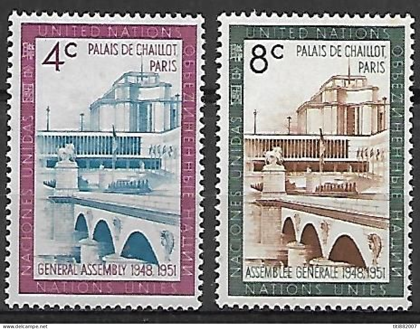 NATIONS - UNIES    -    1960 .  Y&T N° 74 / 75 ** .  Palais De Chaillot - Ongebruikt