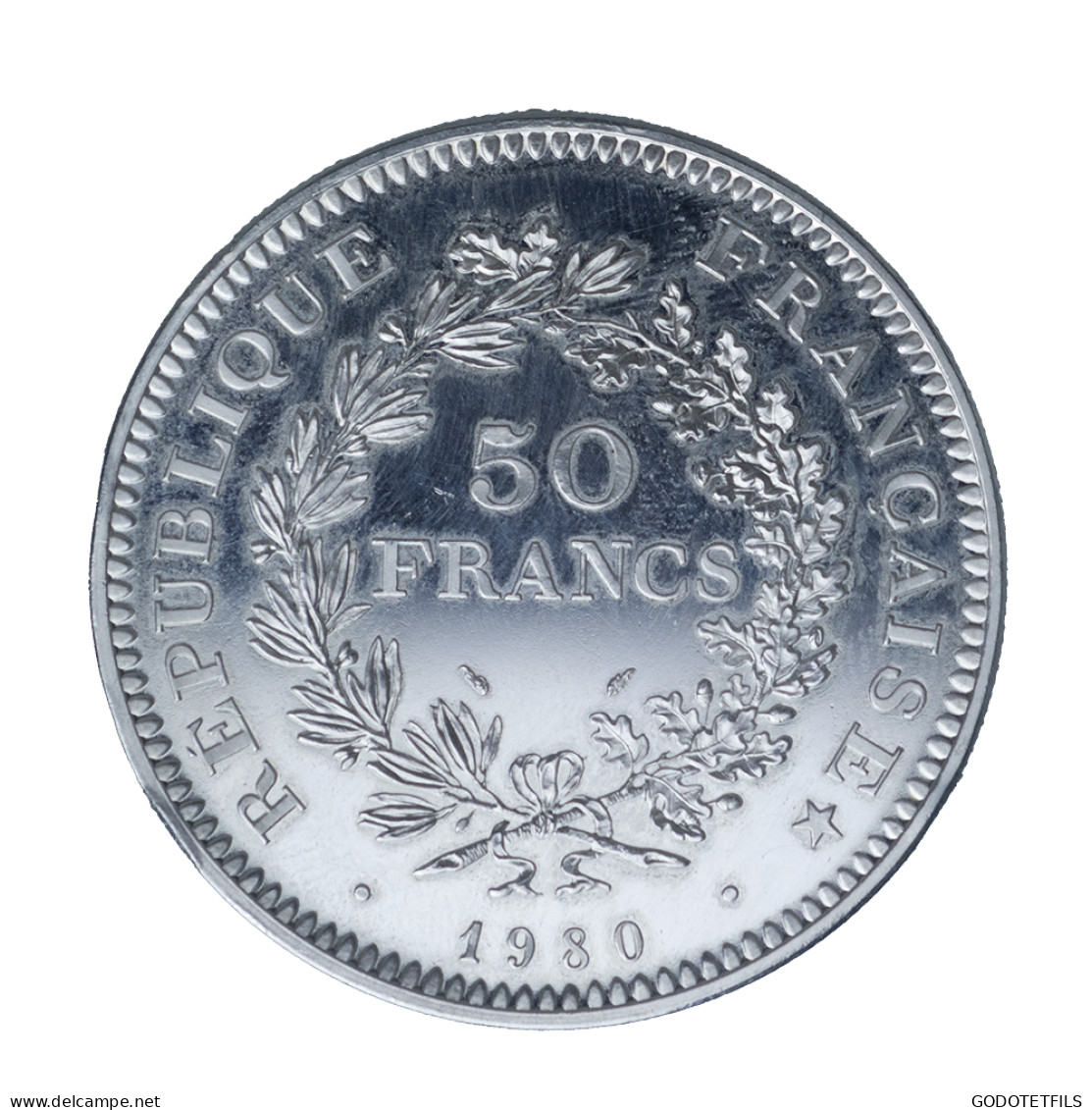 Monnaie De Paris-V ème République 50 Francs Hercule 1980 Piéfort Paris - Essais, Piéforts, épreuves & Flans Brunis