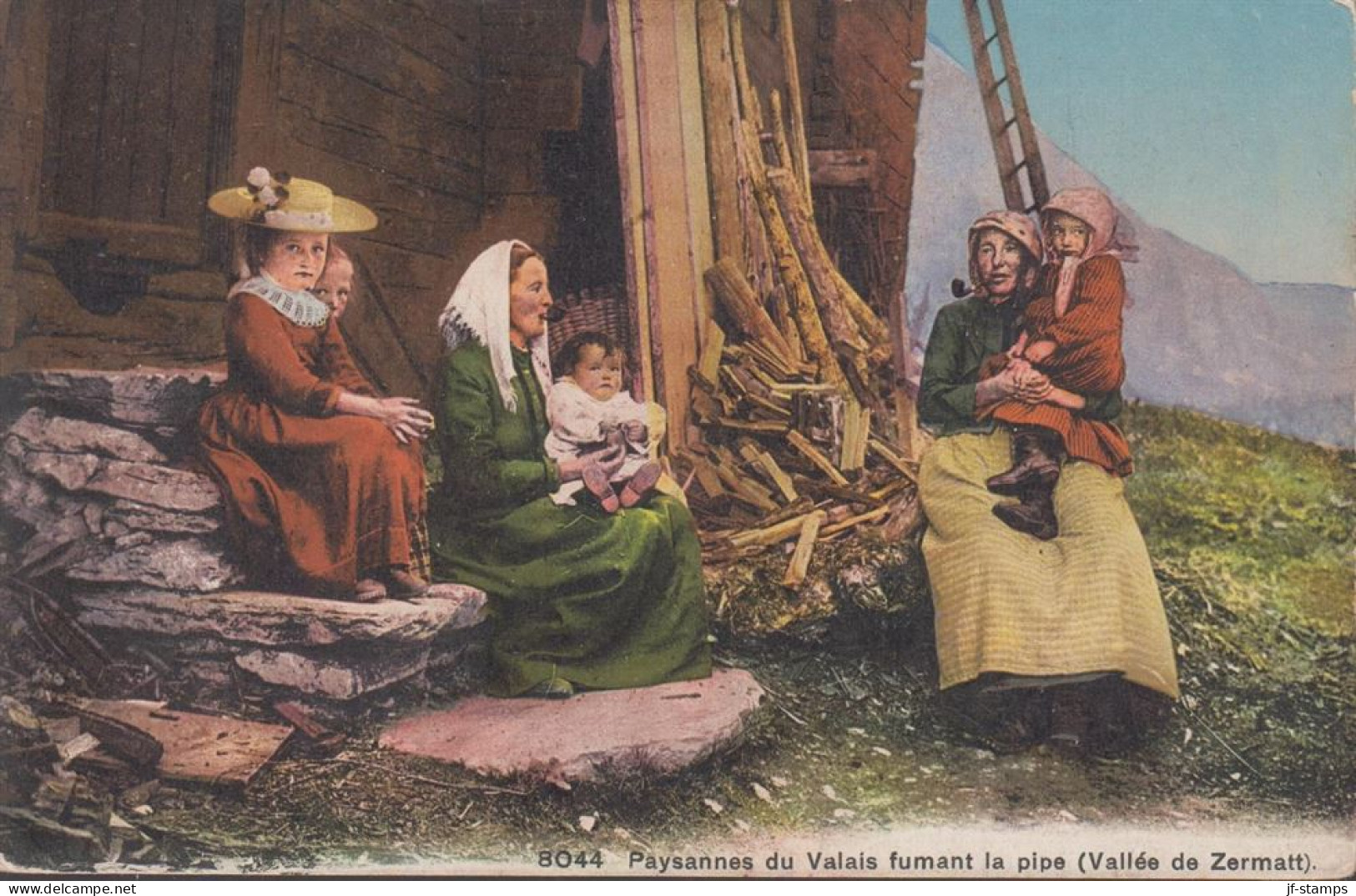 1910. SCHWEIZ. Fine Old Postkarte - Carte Postale (Paysannes Du Valais Fumant La Pipe (Valee De Zermatt)) ... - JF441471 - Matt