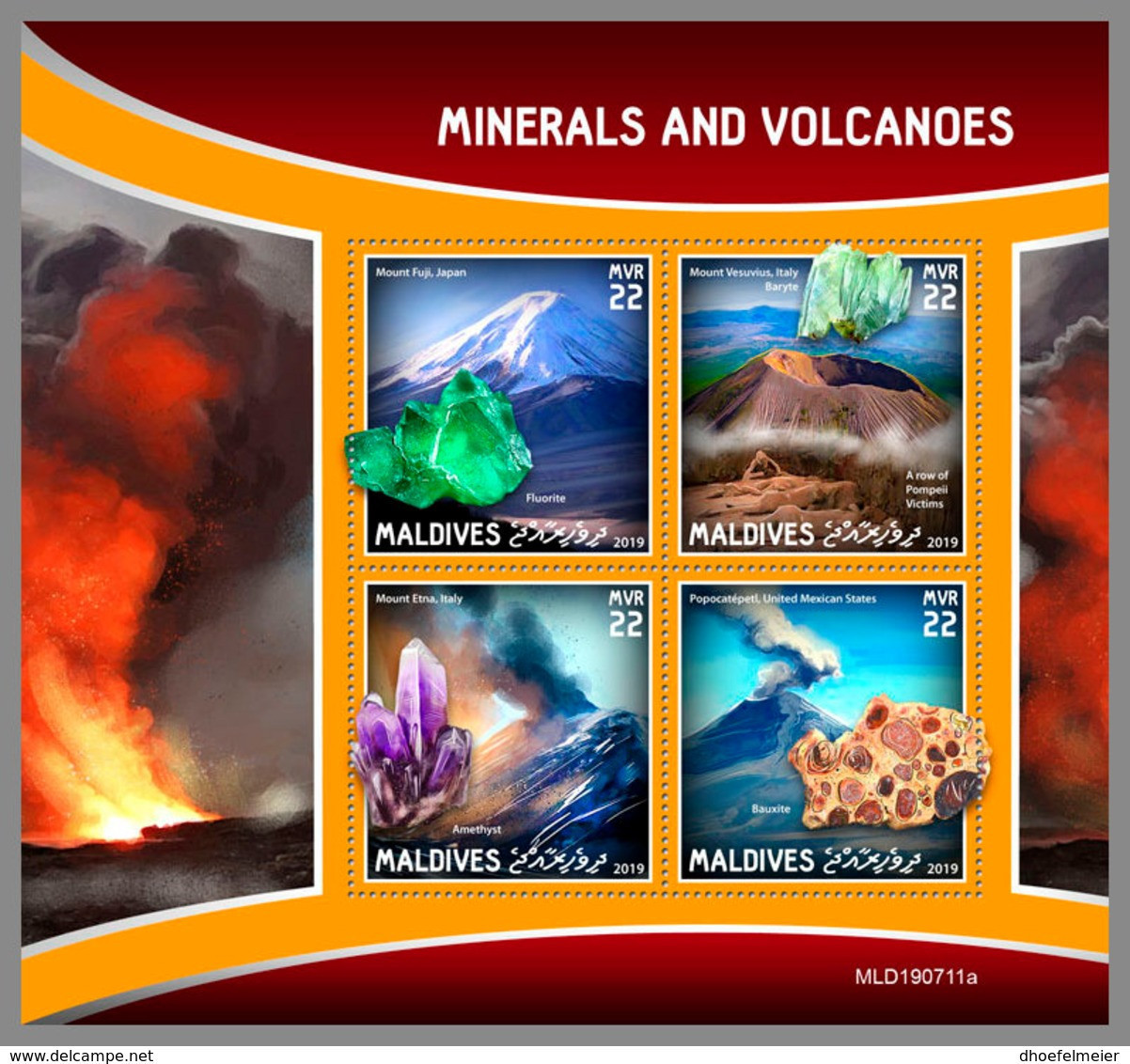 MALDIVES 2019 MNH Volcanoes Vulkane Volcans Minerals M/S - OFFICIAL ISSUE - DH1942 - Vulkanen