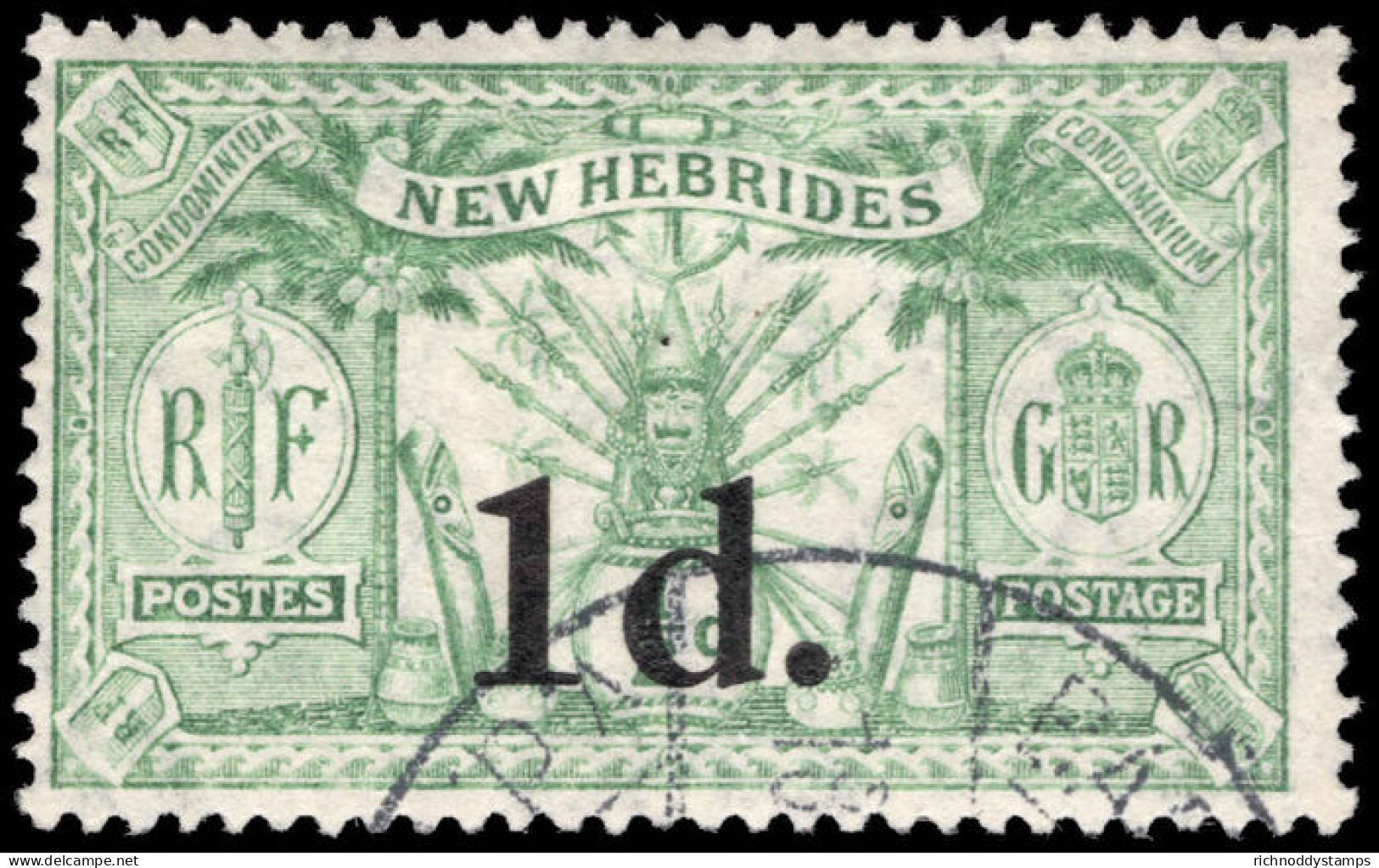 New Hebrides 1924 1d On  D Green Fine Used. - Gebraucht