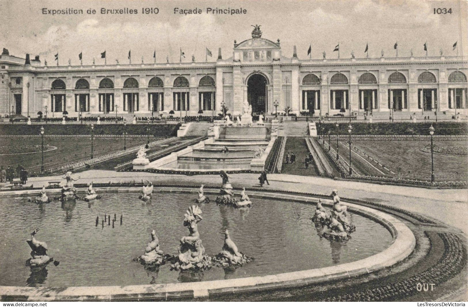 BELGIQUE - Exposition De Bruxelles 1910 - Façade Principale - Bassin - Edit. OUT - Carte Postale Ancienne - Weltausstellungen