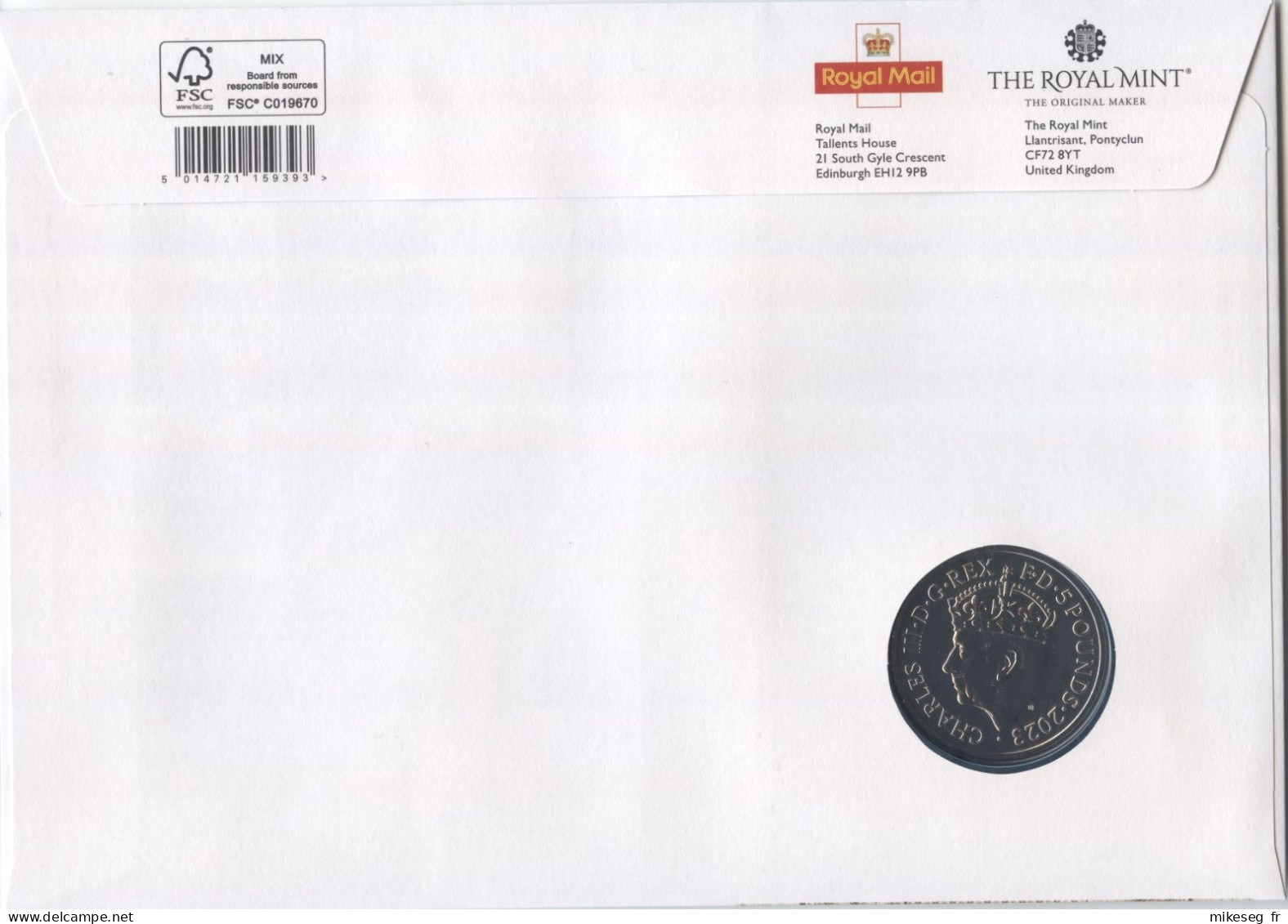 Grande-Bretagne 2023 - His Majesty King Charles III - FDC Coronation Sheetlet With A 5 Pounds Coin - 2021-... Decimale Uitgaven