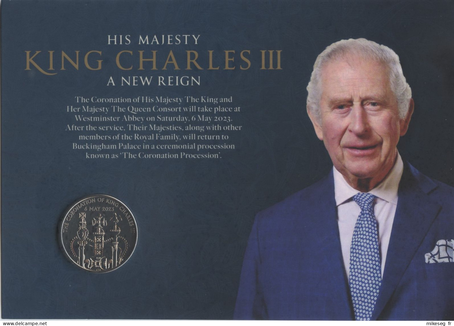 Grande-Bretagne 2023 - His Majesty King Charles III - FDC Coronation Sheetlet With A 5 Pounds Coin - 2021-... Ediciones Decimales