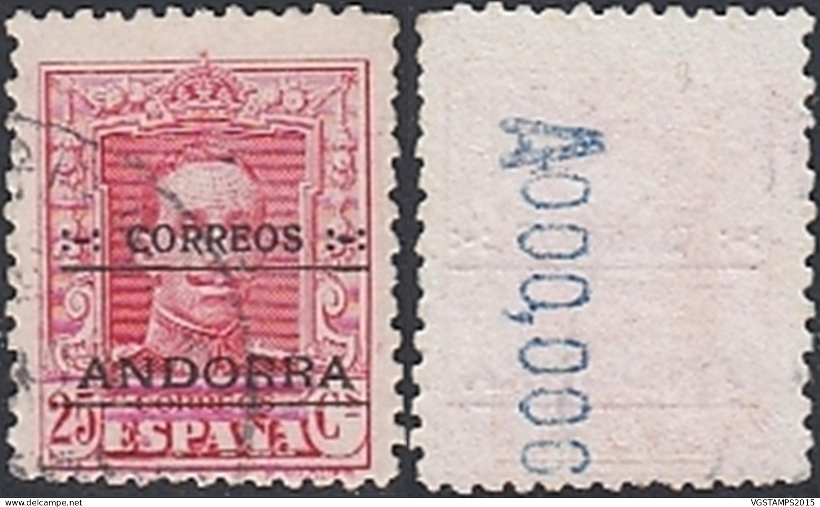 Andorre (Espagnole) 1928 - Timbre Oblitéré. Yvert Nr.: 6. Michel Nr.: 6. Specimen A"000,000".Complaisance.AR50-00158 - Gebraucht