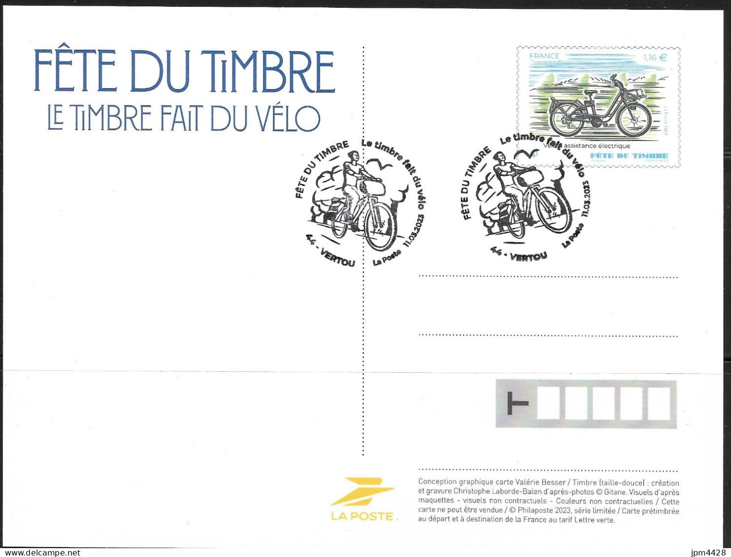 Fête Du Timbre 2023 Lot De 3 Documents - Carte, Enveloppes ( Et 1 Entier Offert) 1er Jour 44 Vertou 11 Mars 2023 (*) - 2020-…