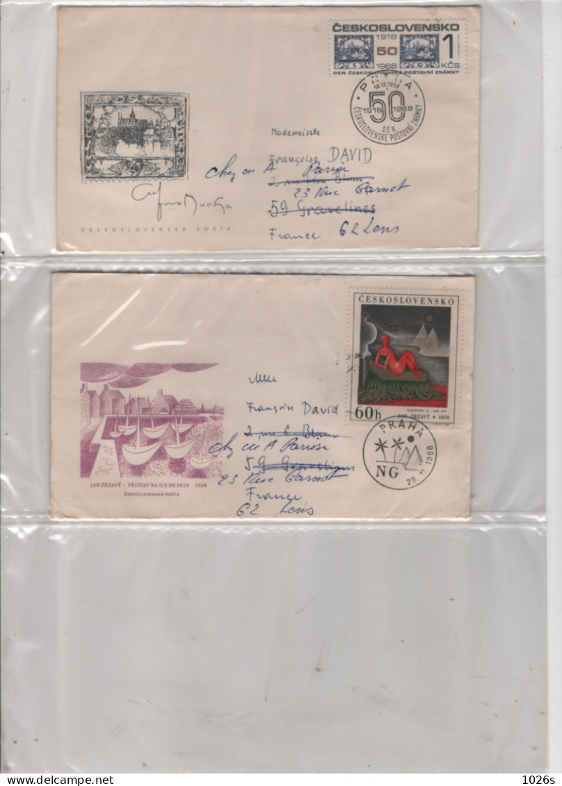 LOT DE 12 ENVELOPPES 1er JOUR DE TCHECOSLOVAQUIE DE 1968 - Storia Postale