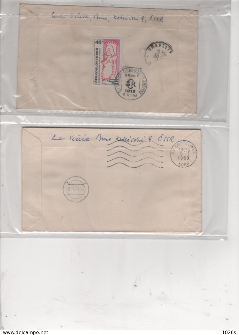 LOT DE 12 ENVELOPPES 1er JOUR DE TCHECOSLOVAQUIE DE 1968 - Briefe U. Dokumente