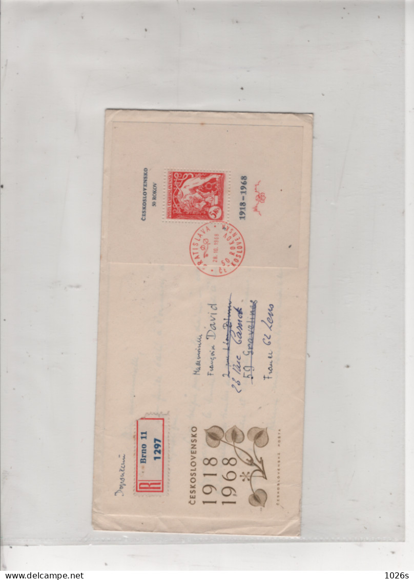 LOT DE 12 ENVELOPPES 1er JOUR DE TCHECOSLOVAQUIE DE 1968