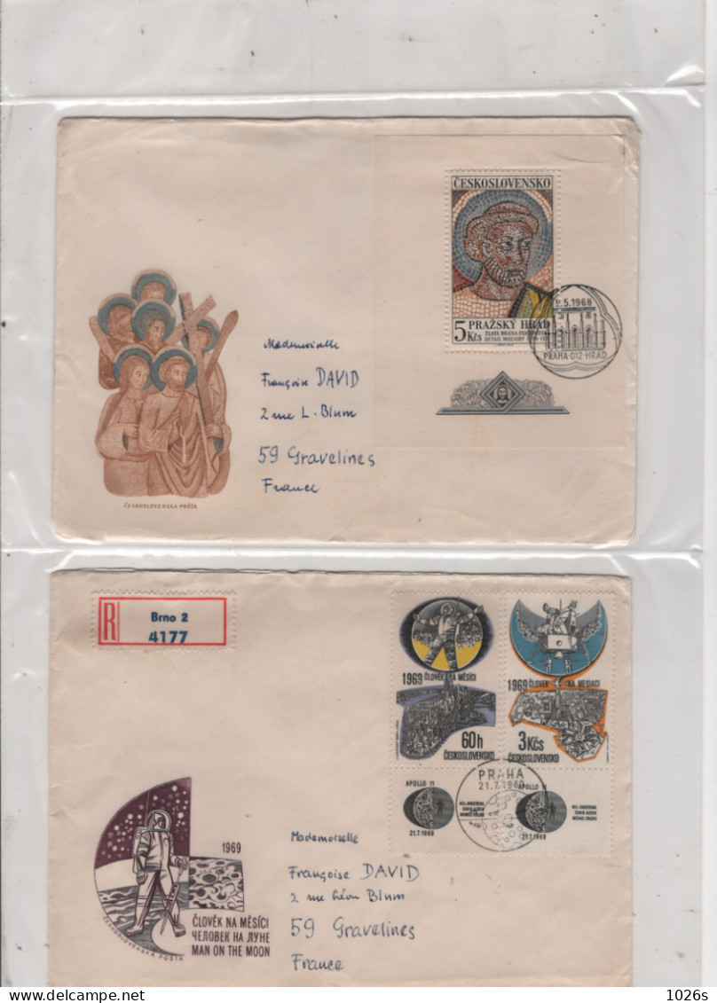 LOT DE 12 ENVELOPPES 1er JOUR DE TCHECOSLOVAQUIE DE 1968