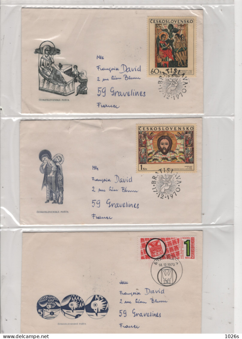 LOT DE 12 ENVELOPPES 1er JOUR DE TCHECOSLOVAQUIE DE 1968 - Briefe U. Dokumente