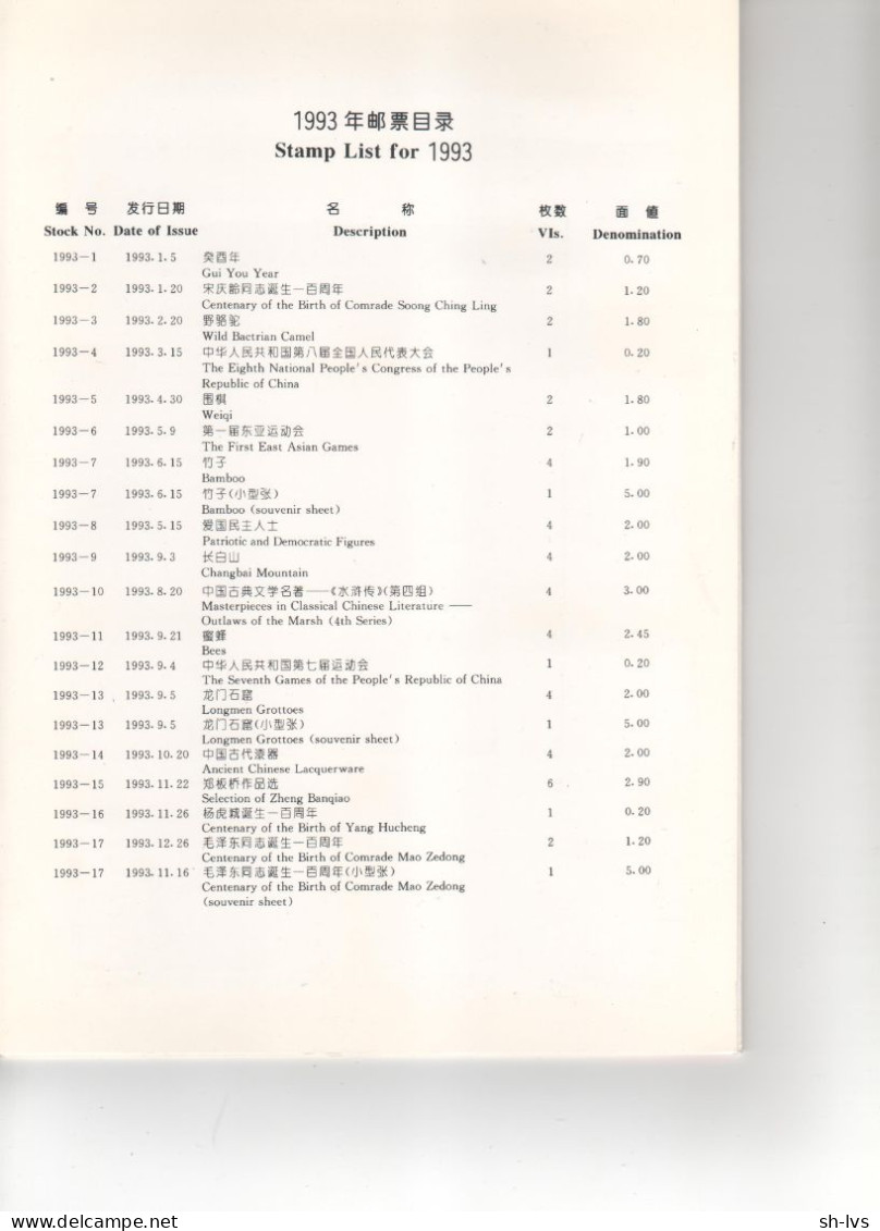 CHINA - 1993 - VOLLEDIGE JAARGANG - Full Years