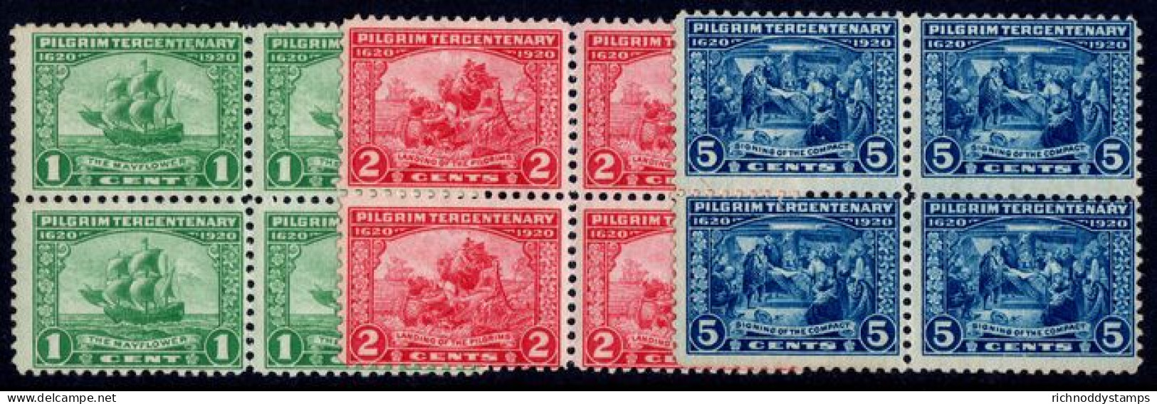 USA 1920 Pilgrims In Fine Unmounted Mint Blocks Of 4. - Unused Stamps