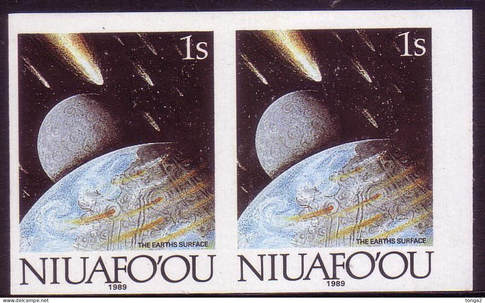 Tonga Niuafo'ou 1989 Comet - Space -  Imperf Plate Proof Pair - From Evolution Of Earth Set - Oceanía