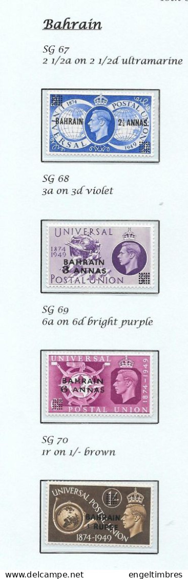 Gb 1948  U.P.U.  Overprinted BAHRAIN   SG67/70 (4)     MNH - See Notes & Scans - Unused Stamps