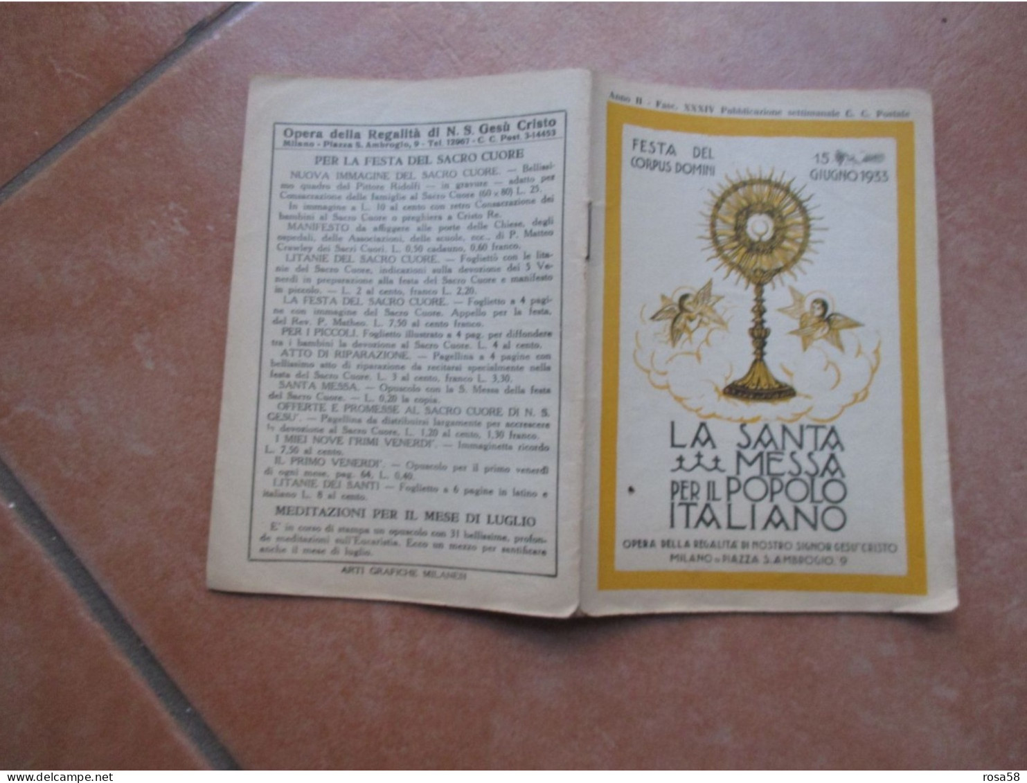 RELIGIONE 15 Giugno 1933 La Santa Messa Per Popolo Italiano Pubblicaz.settimanale Festa CORPUS DOMINI - Religion