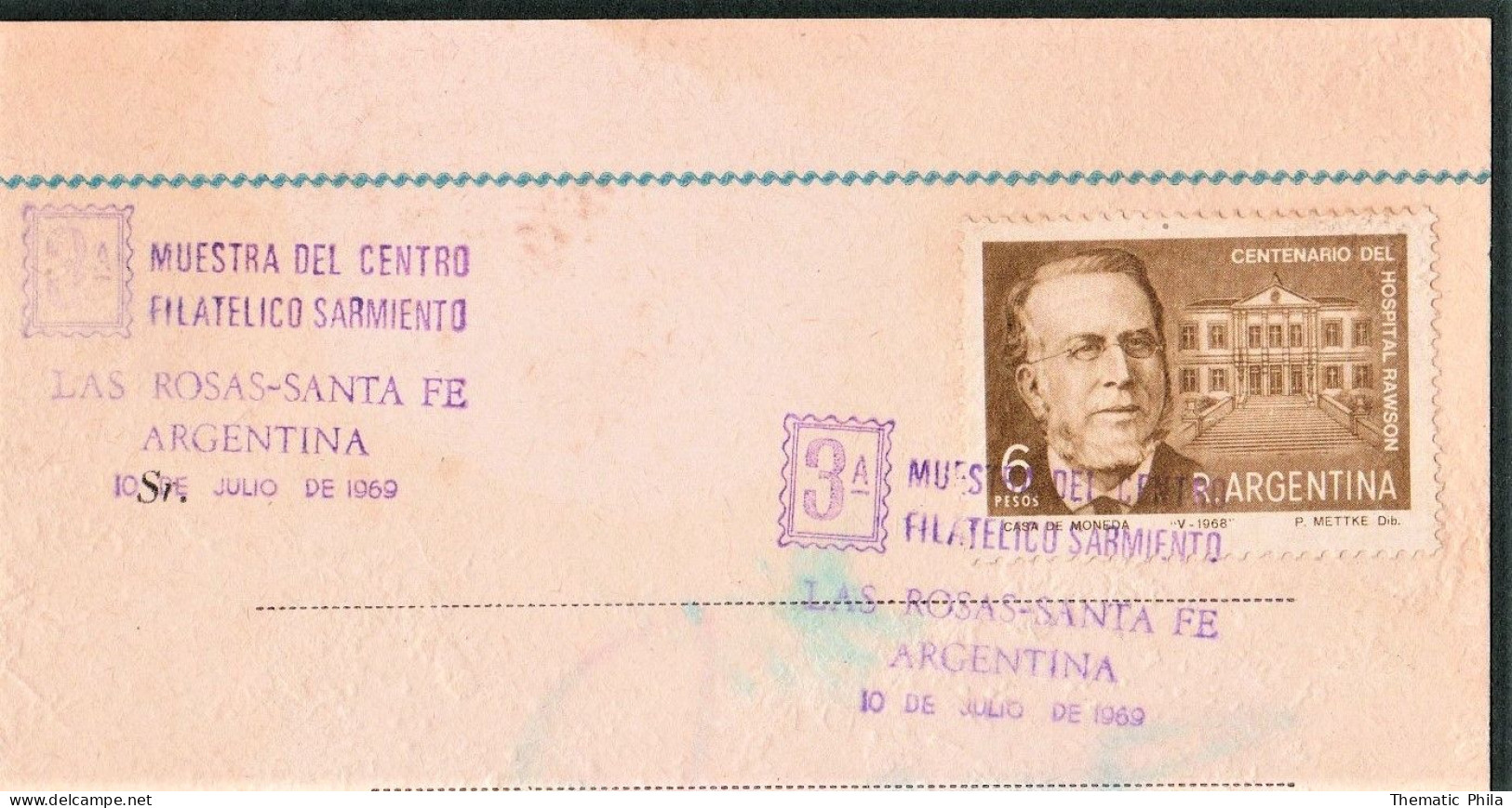 Argentina 1969 FDC 3A Muestra Filatelica CEFISAR Las Rosas - SANTA FE Con Firmas Signed - Covers & Documents