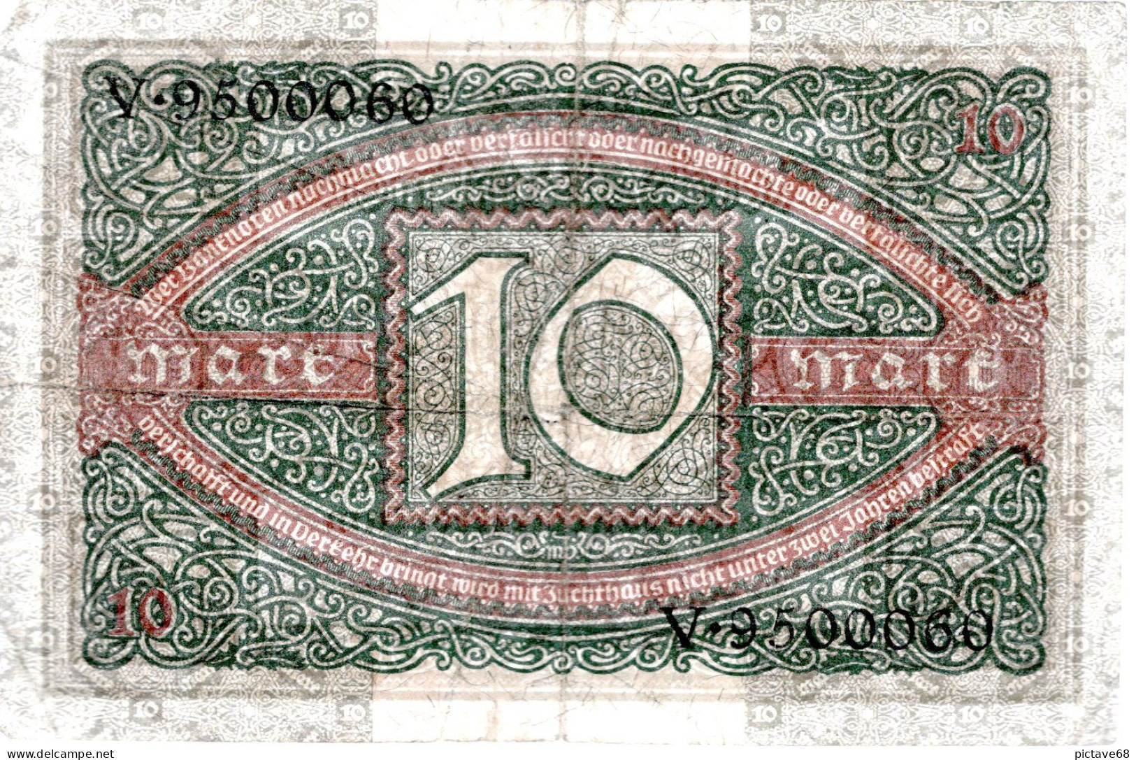 ALLEMAGNE / REICHSBANKNOTE DE10 MARK  Lettre: J - 10 Mark