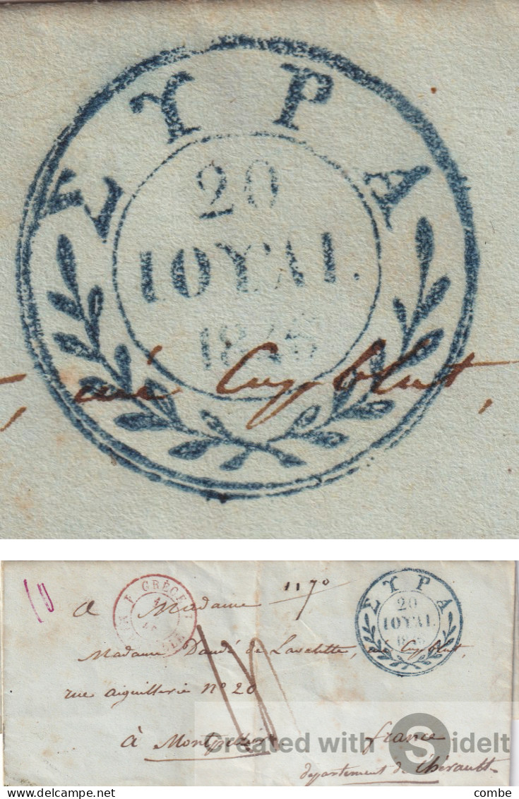 LETTRE. GRECE. 1845. POUR MONTPELLIER. TAXE 14. ENTREE GRECE MARSEILLE 1 - ...-1861 Prephilately