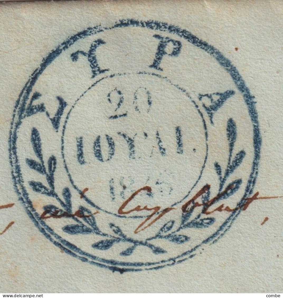 LETTRE. GRECE. 1845. POUR MONTPELLIER. TAXE 14. ENTREE GRECE MARSEILLE 1 - ...-1861 Voorfilatelie