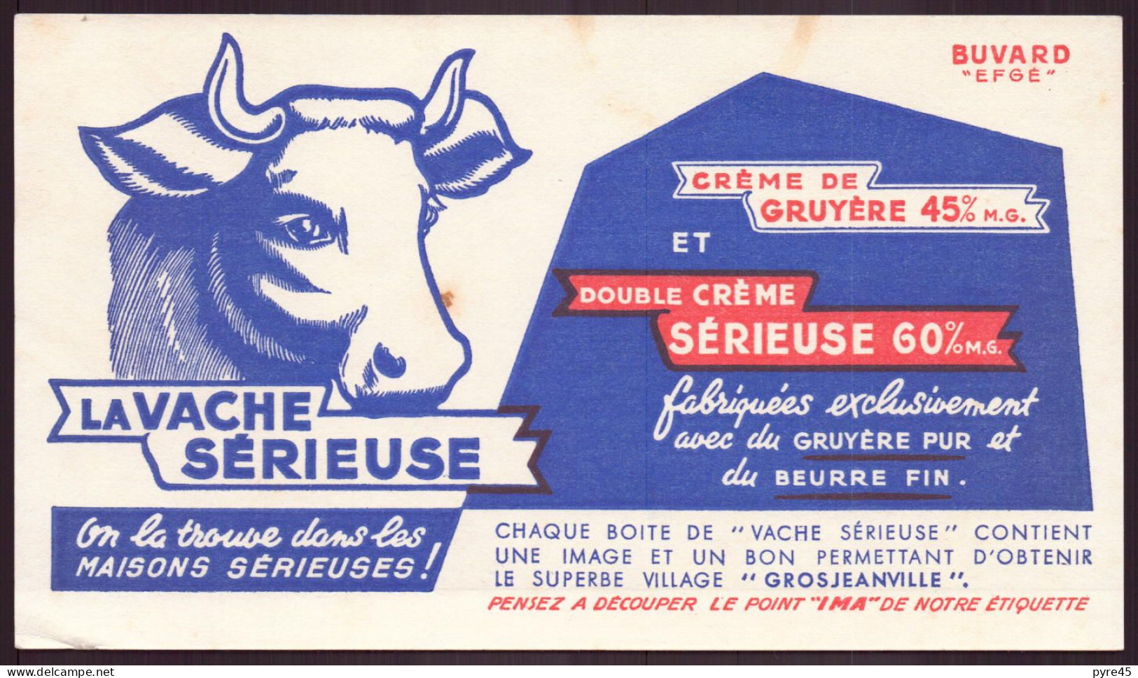 Buvard ( 18 X 10 Cm ) " La Vache Sérieuse " ( Pliures, Rousseurs ) - Dairy