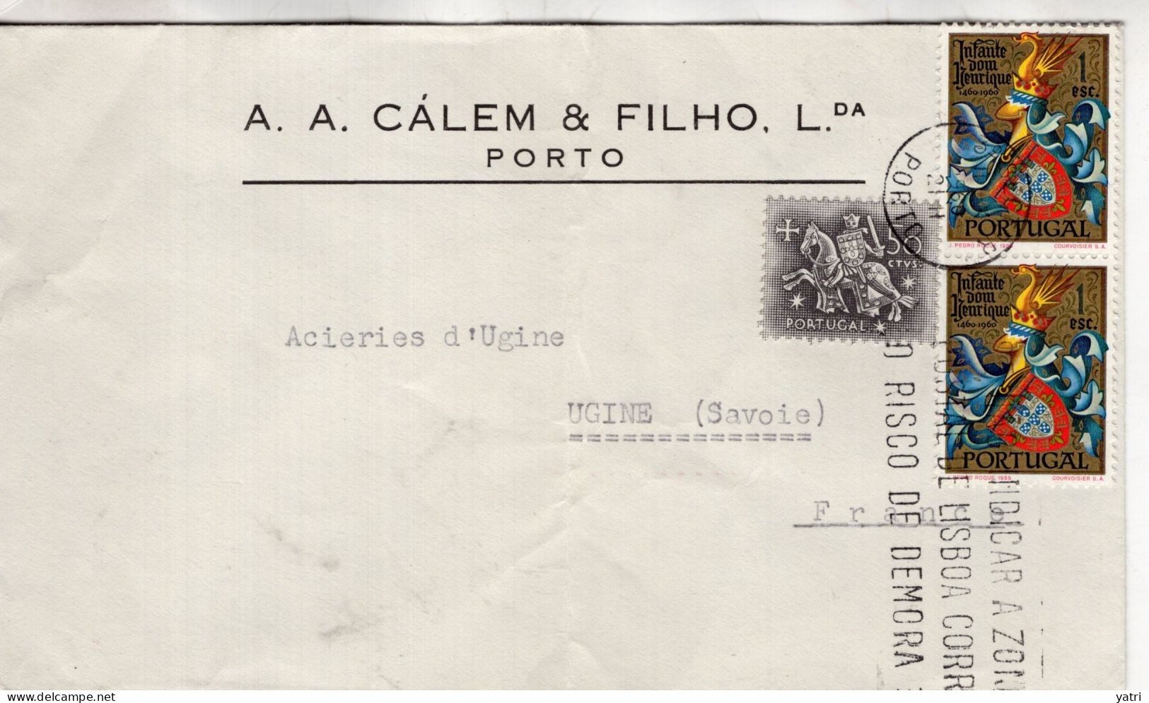 Portogallo (1960) - Busta Da Porto Per Ugine, Francia - Lettres & Documents