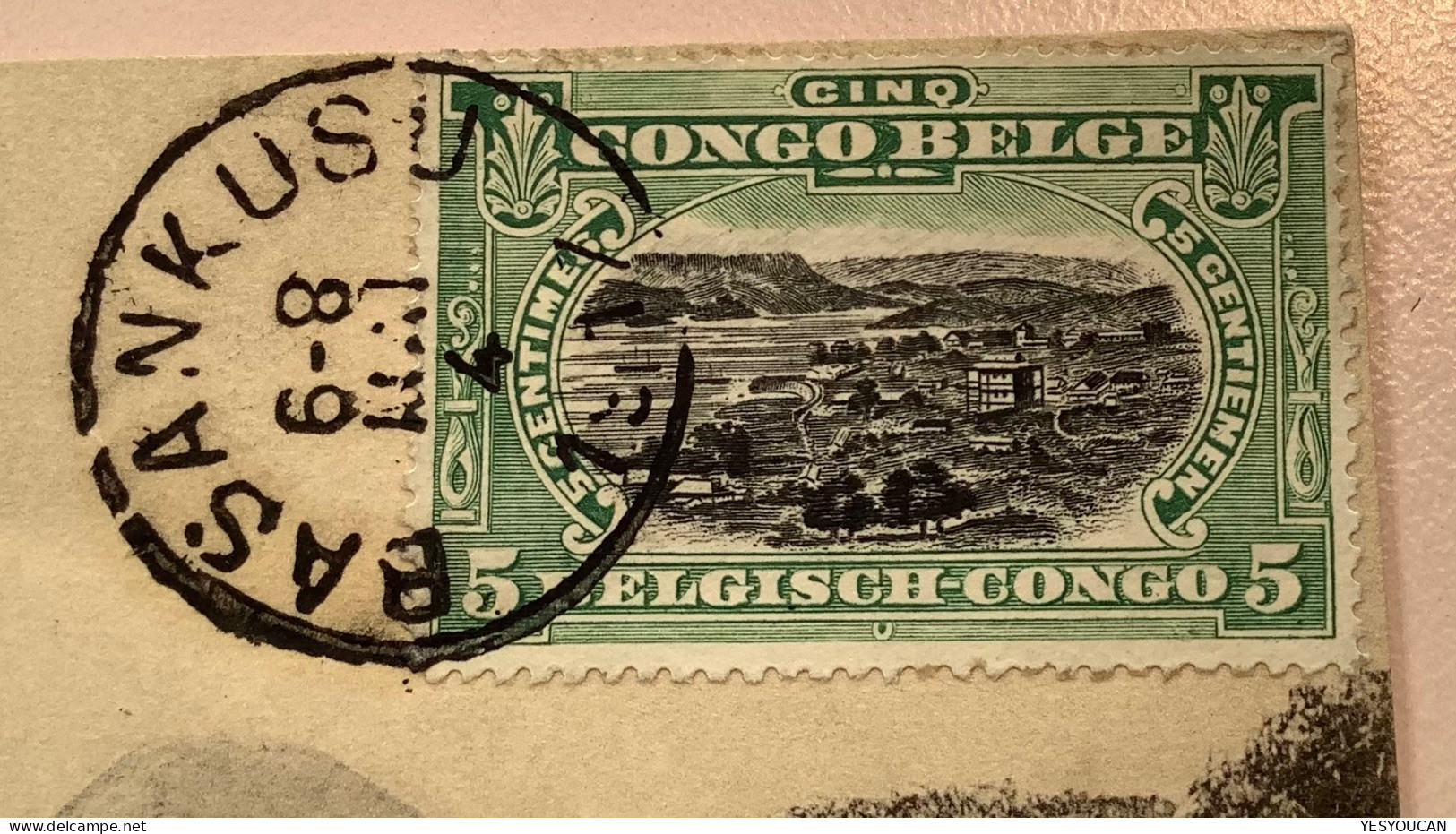 BASANKUSU1917entier Postal Illustré5c PONTHIERVILLE STATION54>Nijmegen Netherlands (Congo Belge Ananas Postal Stationery - Covers & Documents