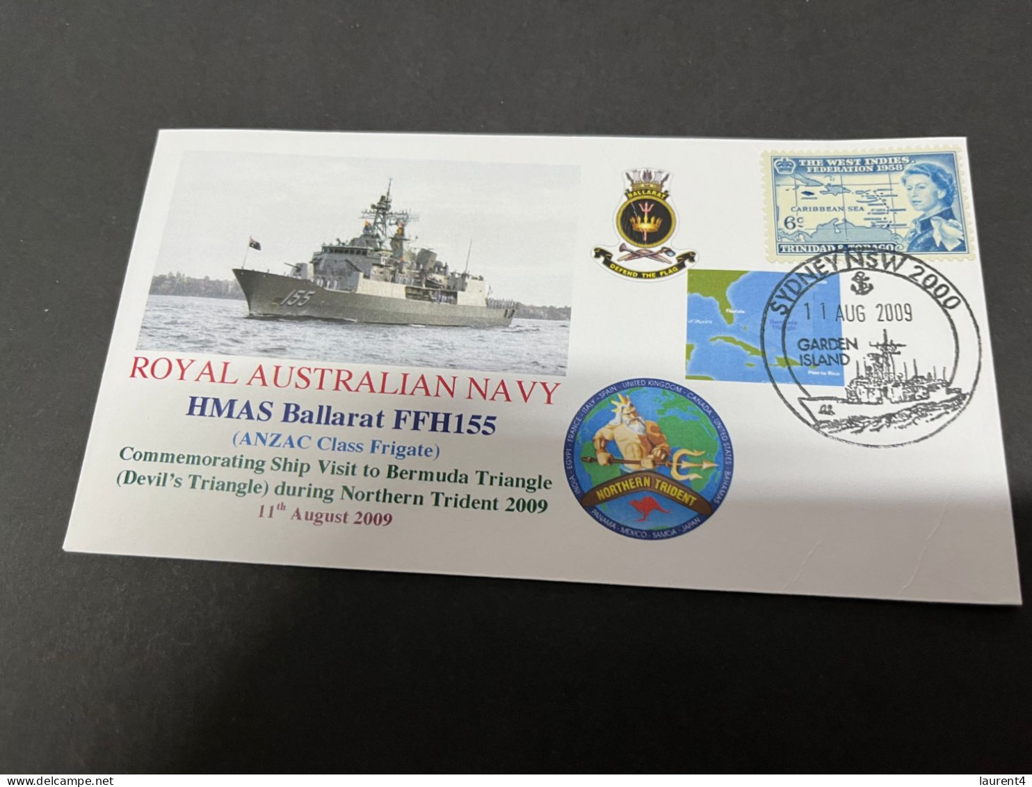 4-7-2023 (1 S 19) Royal Australian Navy Warship - HMAS Ballarat FFH 155 (Trinidad & Tobago Stamp) Bermuda Triangle - Autres & Non Classés