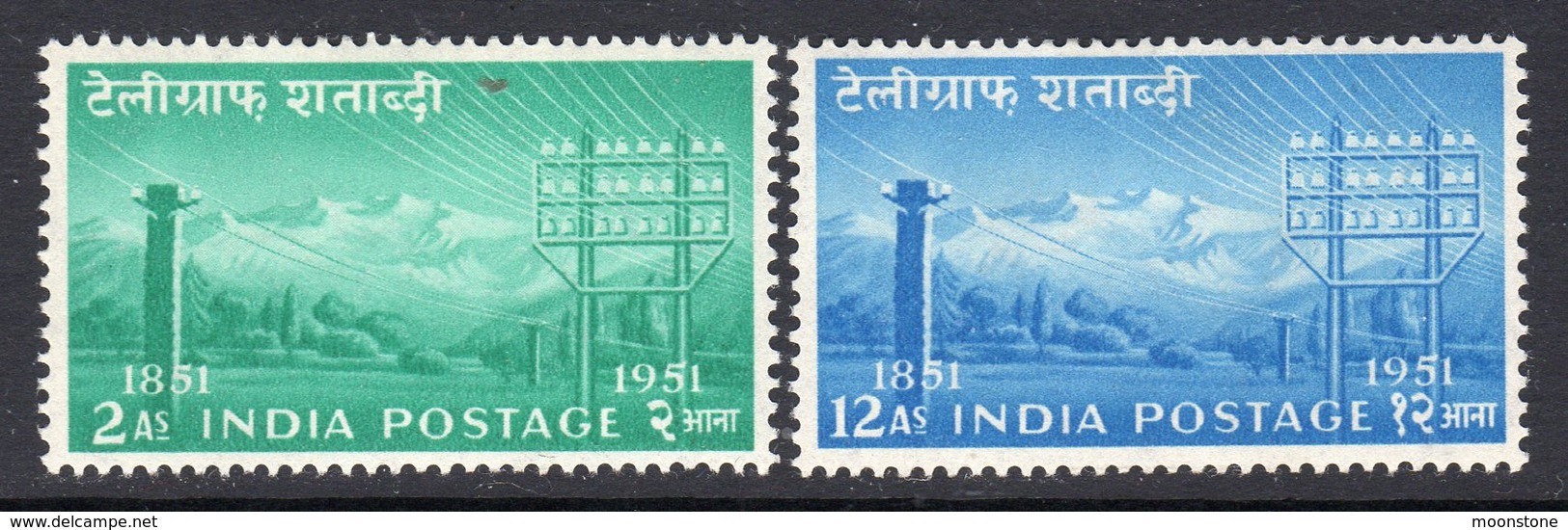 India 1953 Centenary Of Telegraphs Set Of 2, MLH, SG 346/7 (D) - Ungebraucht