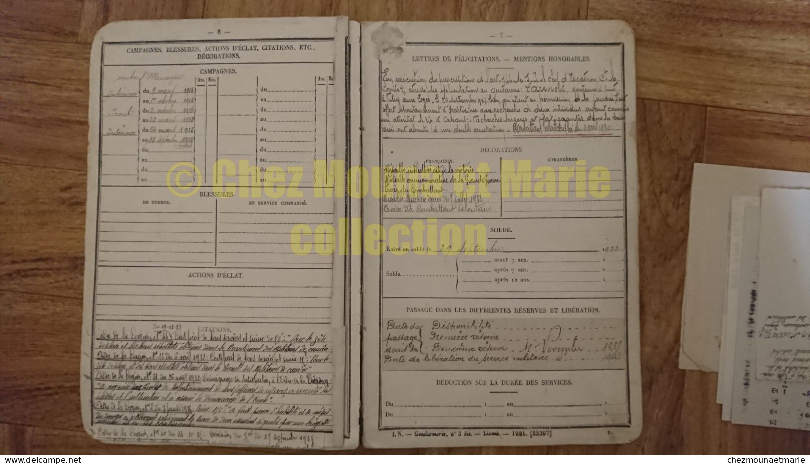 GENDARMERIE 5E LEGION LIVRET LAUNOIS FERNAND NE A PARIS EN 1898 1ERE ET 2DE GUERRES PRISONNIER A CASSEL 5 DECORATIONS - Police