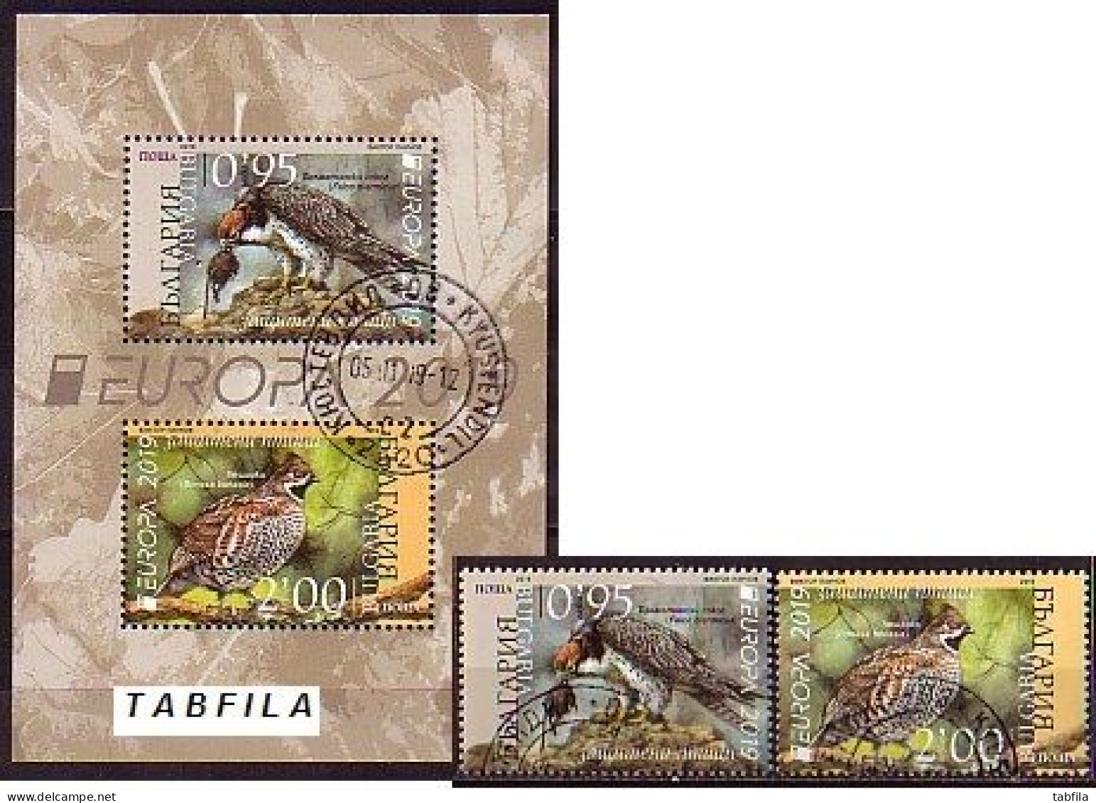 BULGARIA / BULGARIE  - 2019 -  Europa-CEPT - Oiseaux Protégés  - Set + Bl Used - Gebruikt