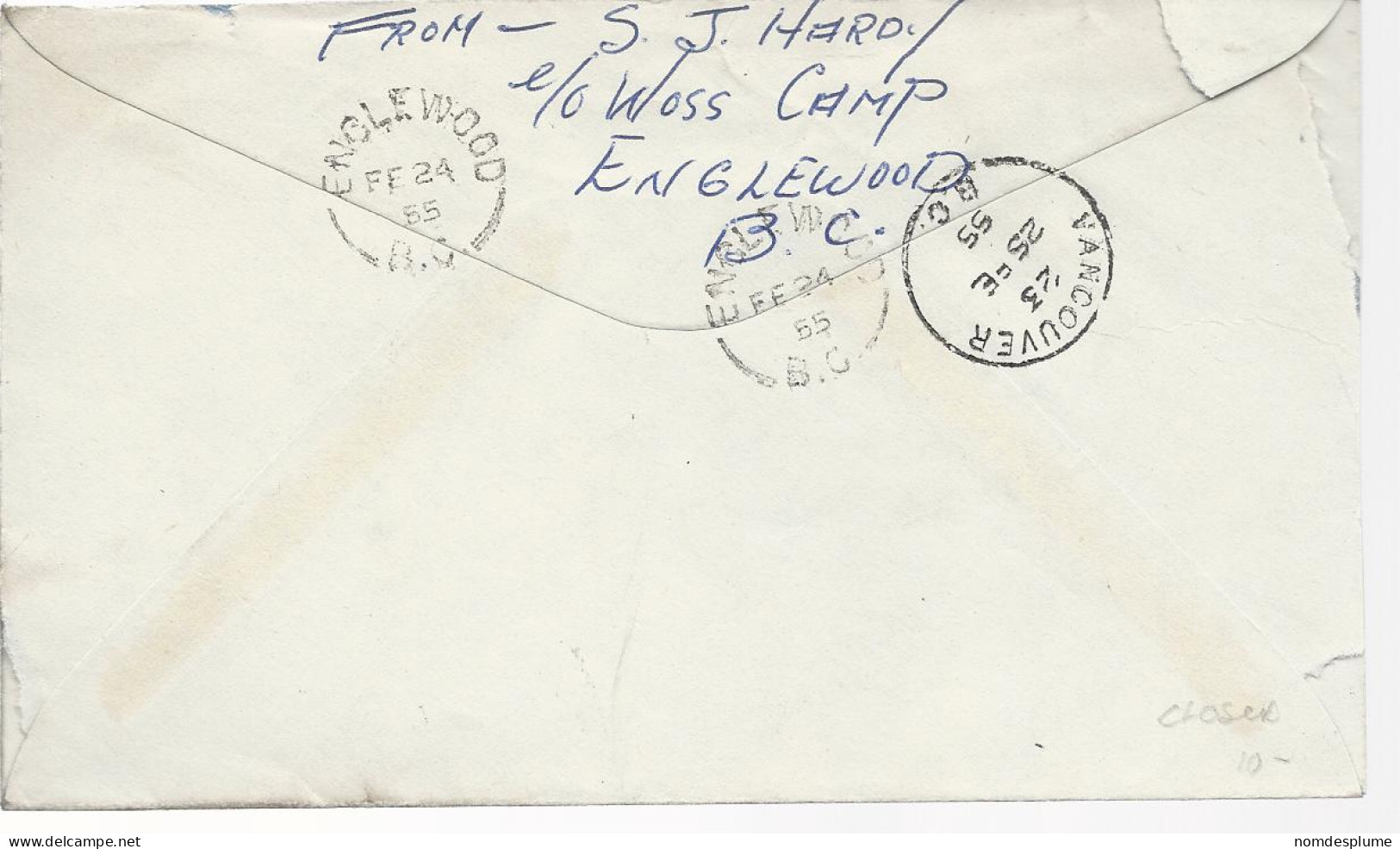 23179) Canada Registered Englewood Postmark Cancel 1955 Closed Post Office - Storia Postale